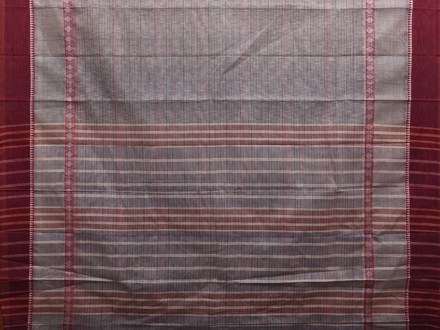 Grey Narayanpet Cotton Handloom Saree with Big Border Design No Blouse np0908