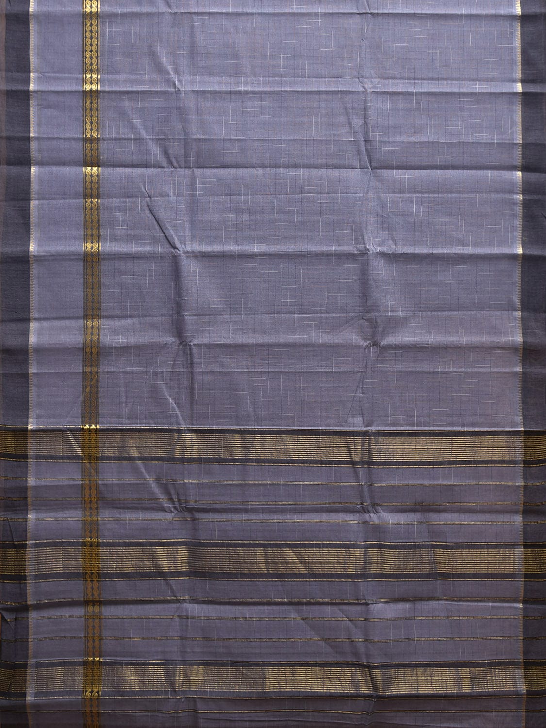 Grey Narayanpet Cotton Handloom Saree with Big Border Design No Blouse np1148