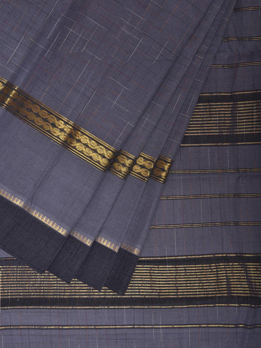 Grey Narayanpet Cotton Handloom Saree with Big Border Design No Blouse np1148