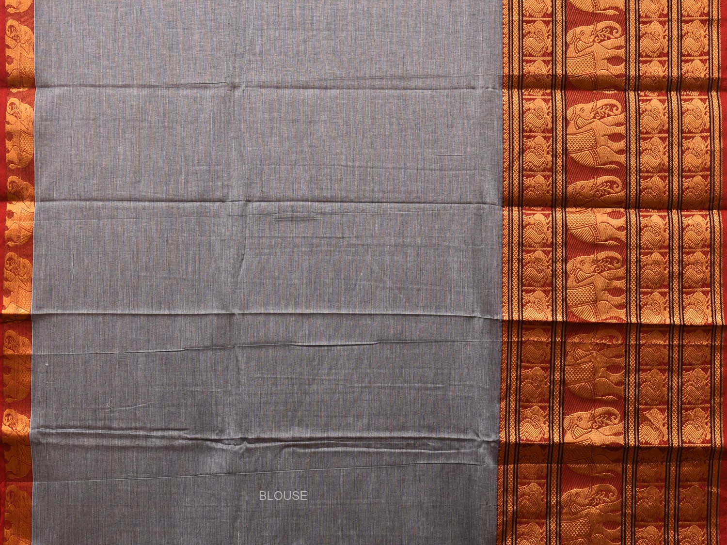 Grey Narayanpet Cotton Handloom Saree with Big Zari Border Design np0682