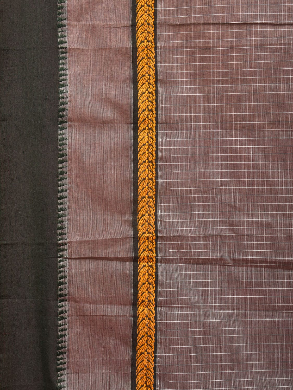 Grey Narayanpet Cotton Handloom Saree with Check Design No Blouse np0708