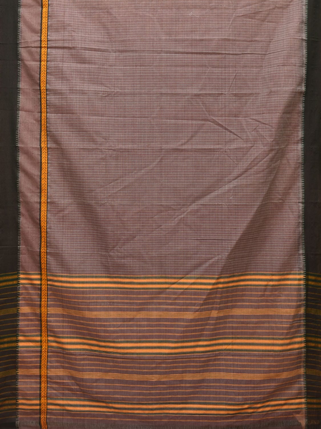 Grey Narayanpet Cotton Handloom Saree with Check Design No Blouse np0708