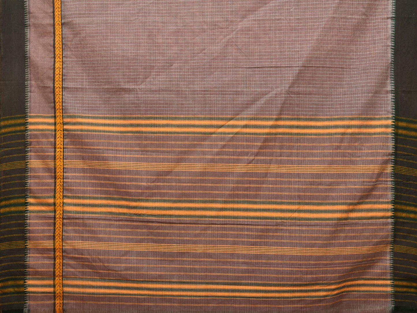Grey Narayanpet Cotton Handloom Saree with Check Design No Blouse np0708