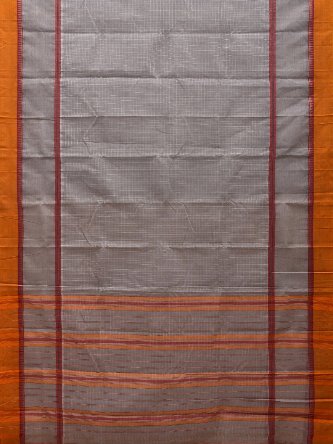 Grey Narayanpet Cotton Handloom Saree with Checks Design No Blouse np0533