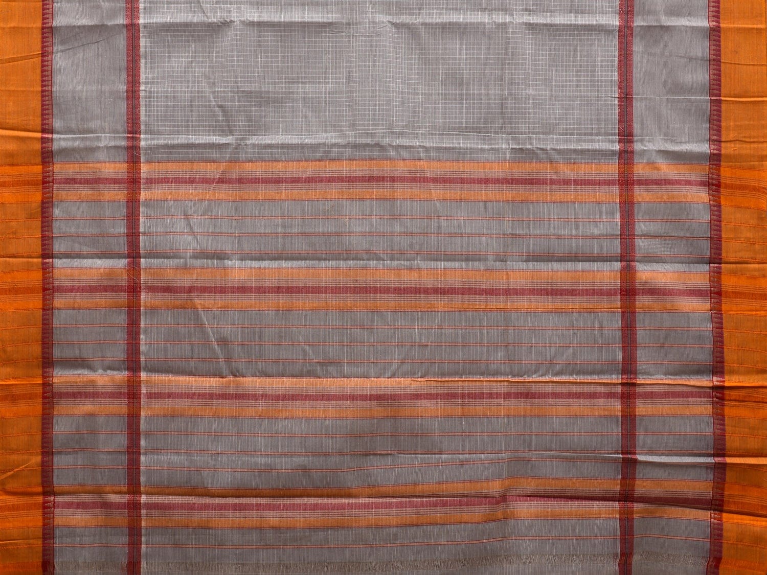 Grey Narayanpet Cotton Handloom Saree with Checks Design No Blouse np0533