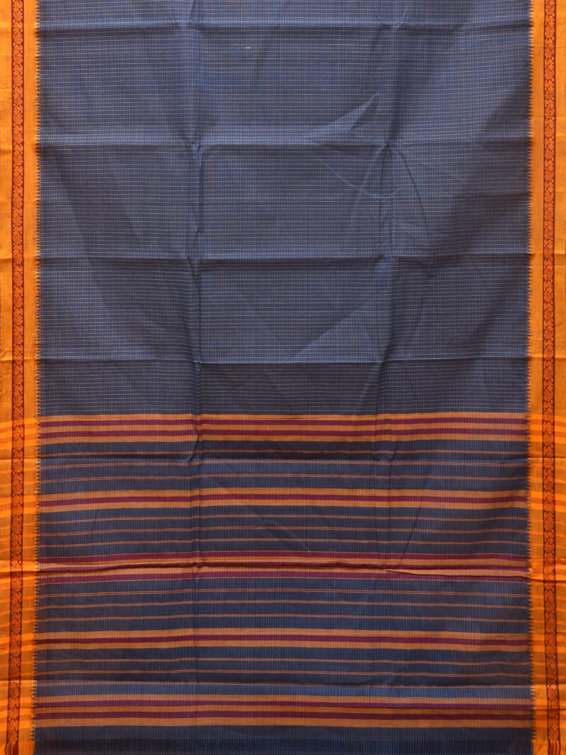 Grey Narayanpet Cotton Handloom Saree with Checks Design No Blouse np0787