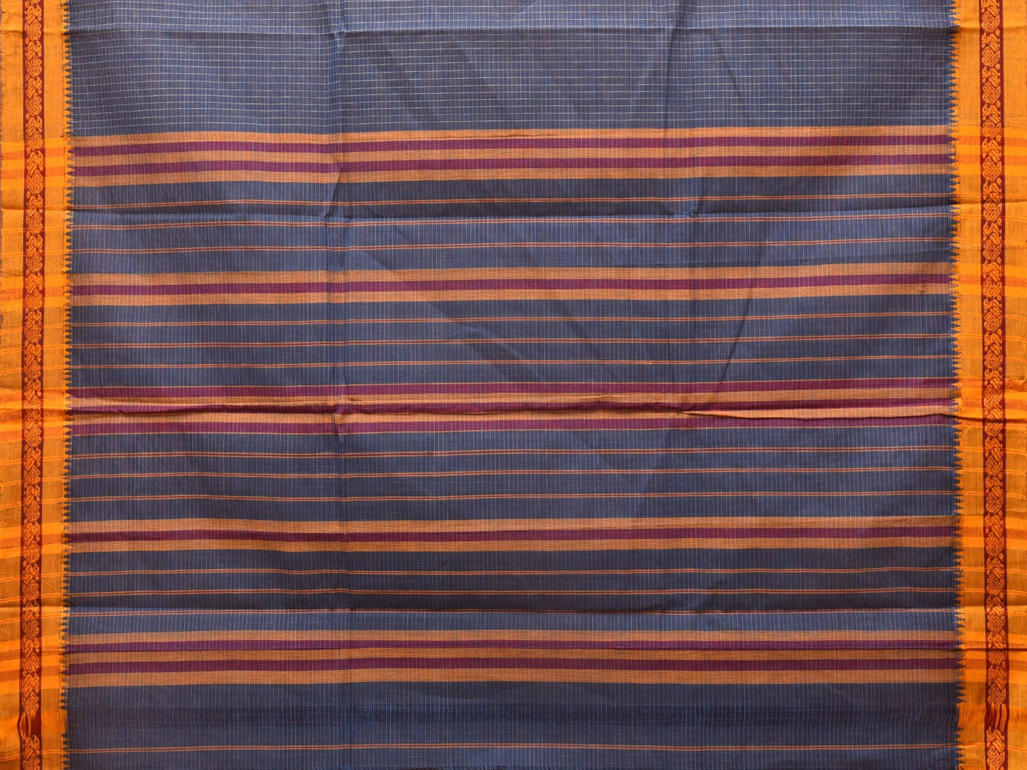 Grey Narayanpet Cotton Handloom Saree with Checks Design No Blouse np0787