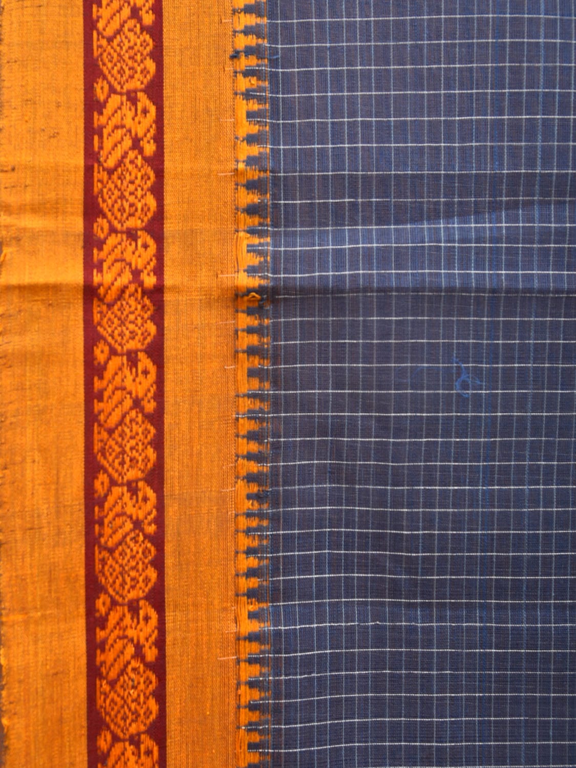 Grey Narayanpet Cotton Handloom Saree with Checks Design No Blouse np0787