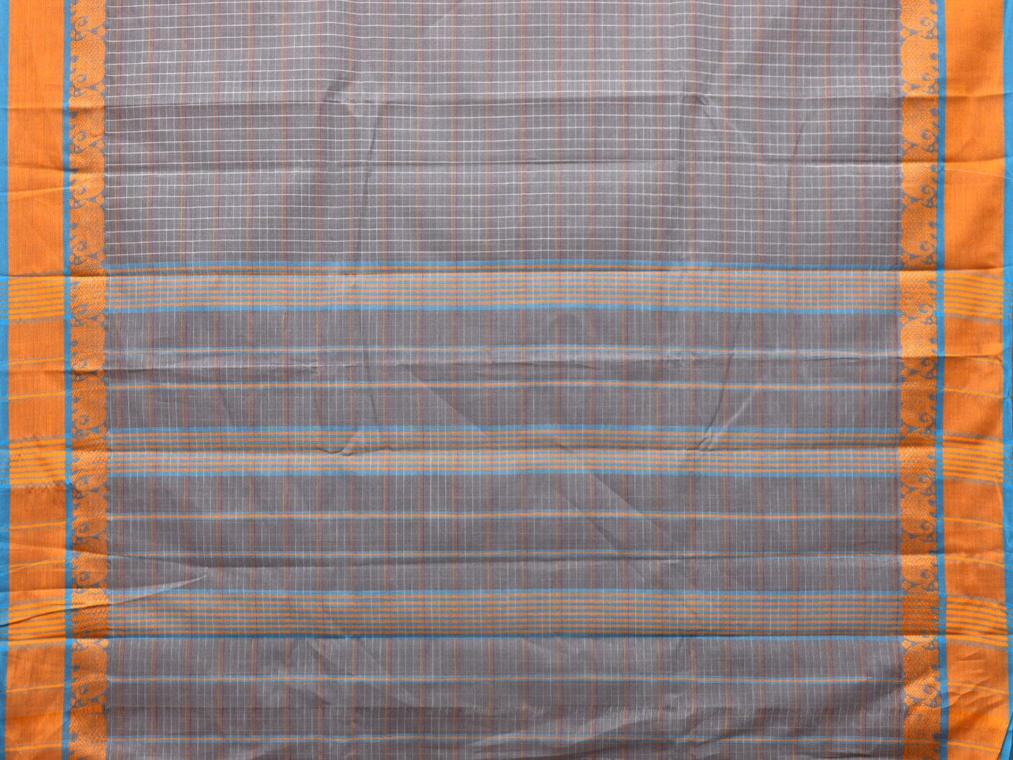 Grey Narayanpet Cotton Handloom Saree with Elephant Border Design No Blouse np0779