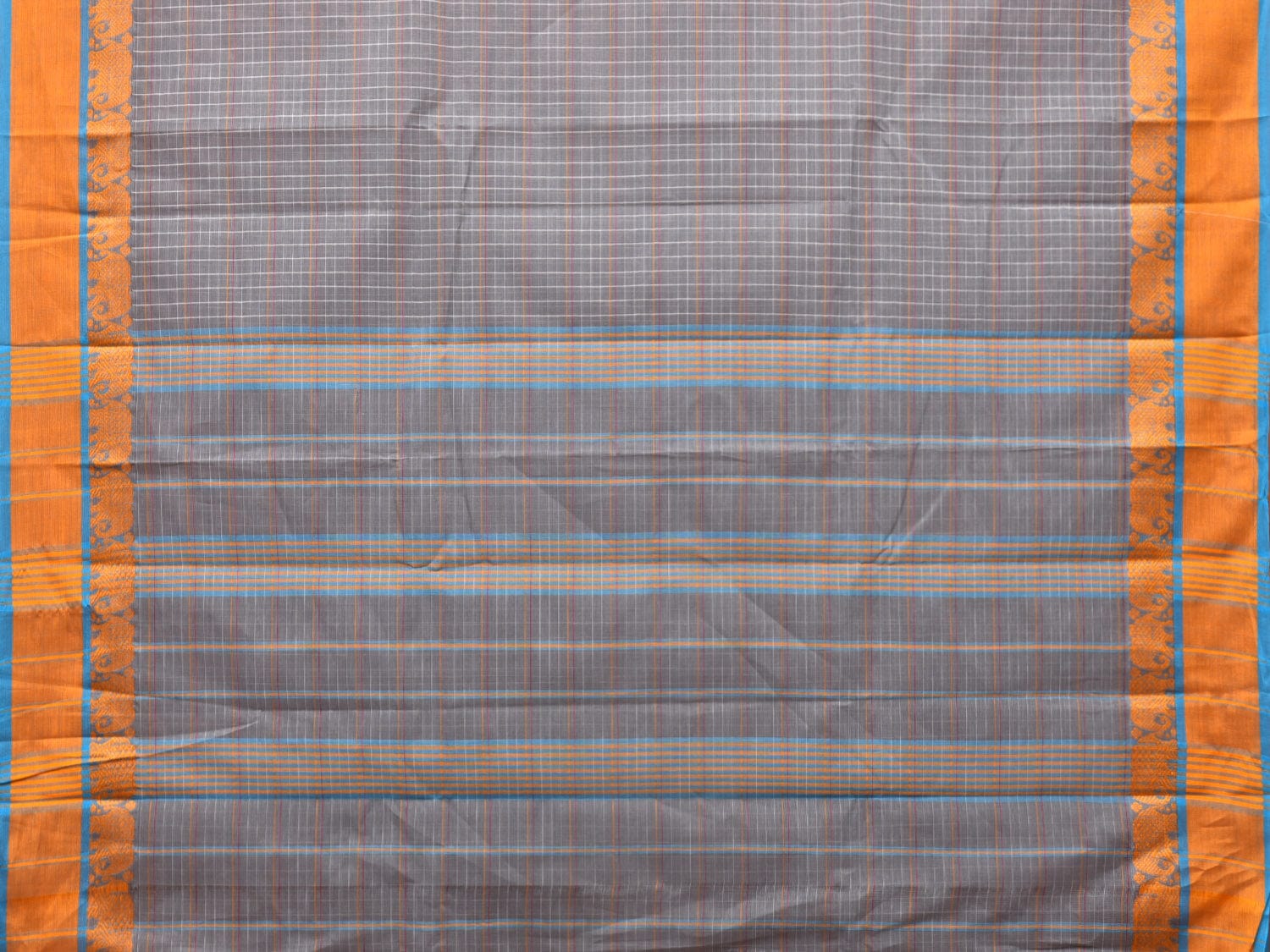 Grey Narayanpet Cotton Handloom Saree with Elephant Border Design No Blouse np0779