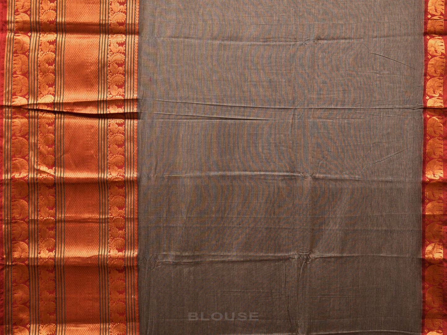 Grey Narayanpet Cotton Handloom Saree with One Side Big Zari Border Design np0732