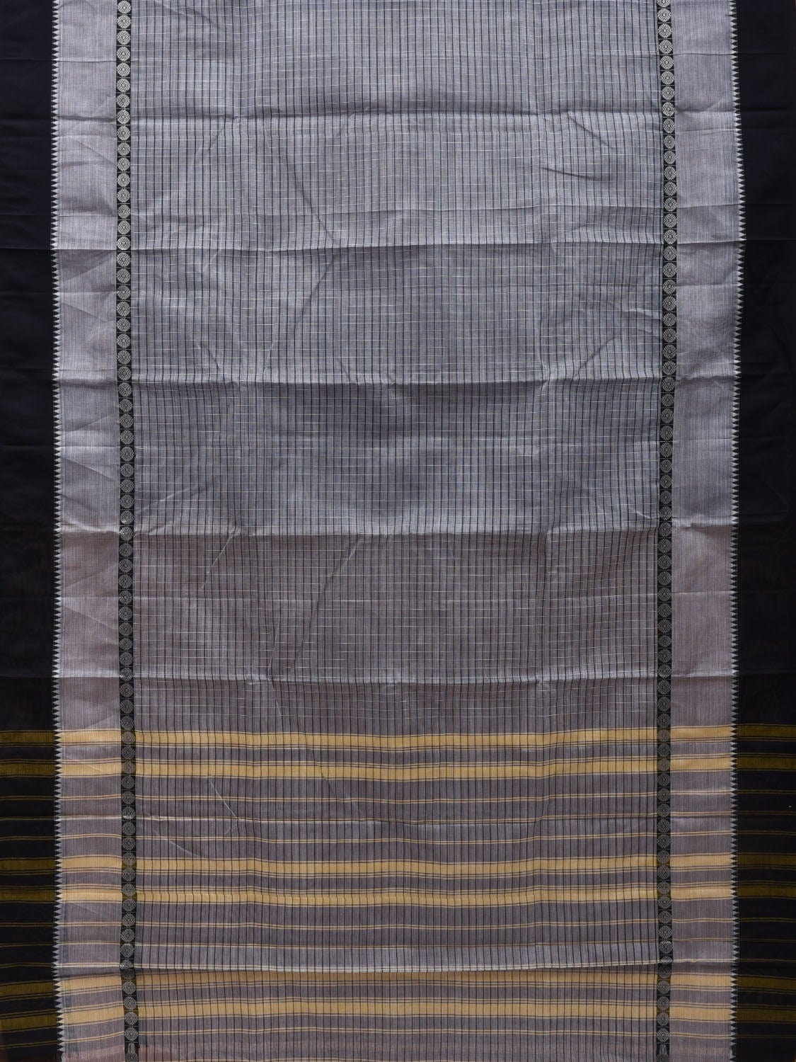Grey Narayanpet Cotton Handloom Saree with Strips Design No Blouse np0519