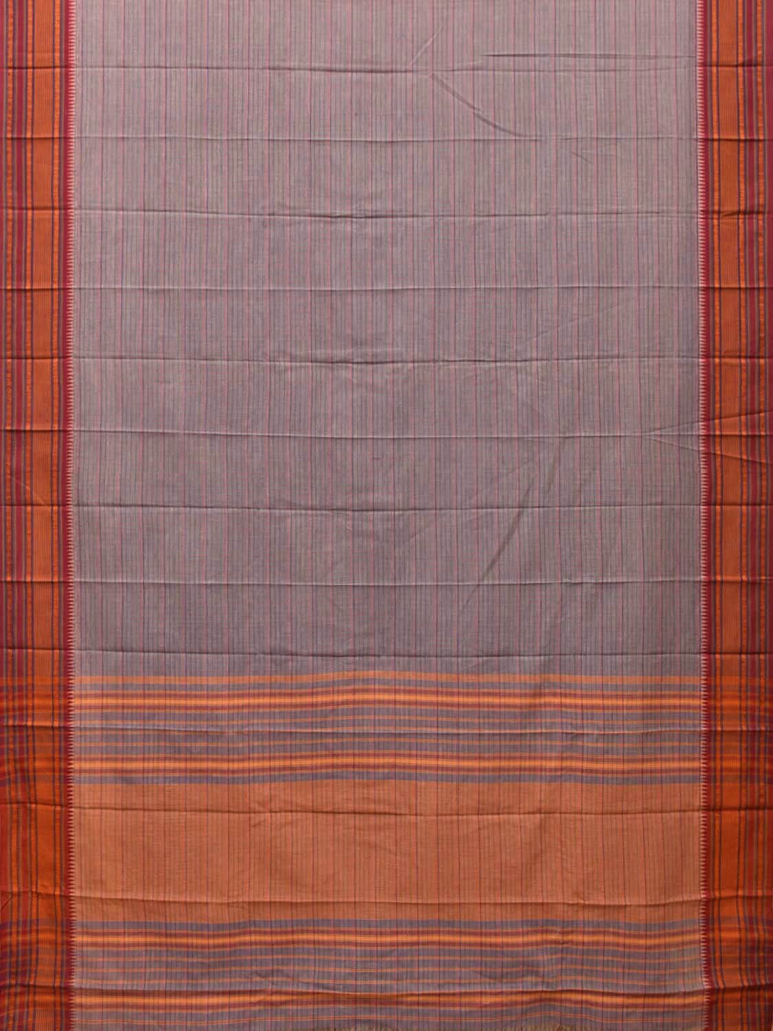 Grey Narayanpet Cotton Handloom Saree with Strips Design No Blouse np0695