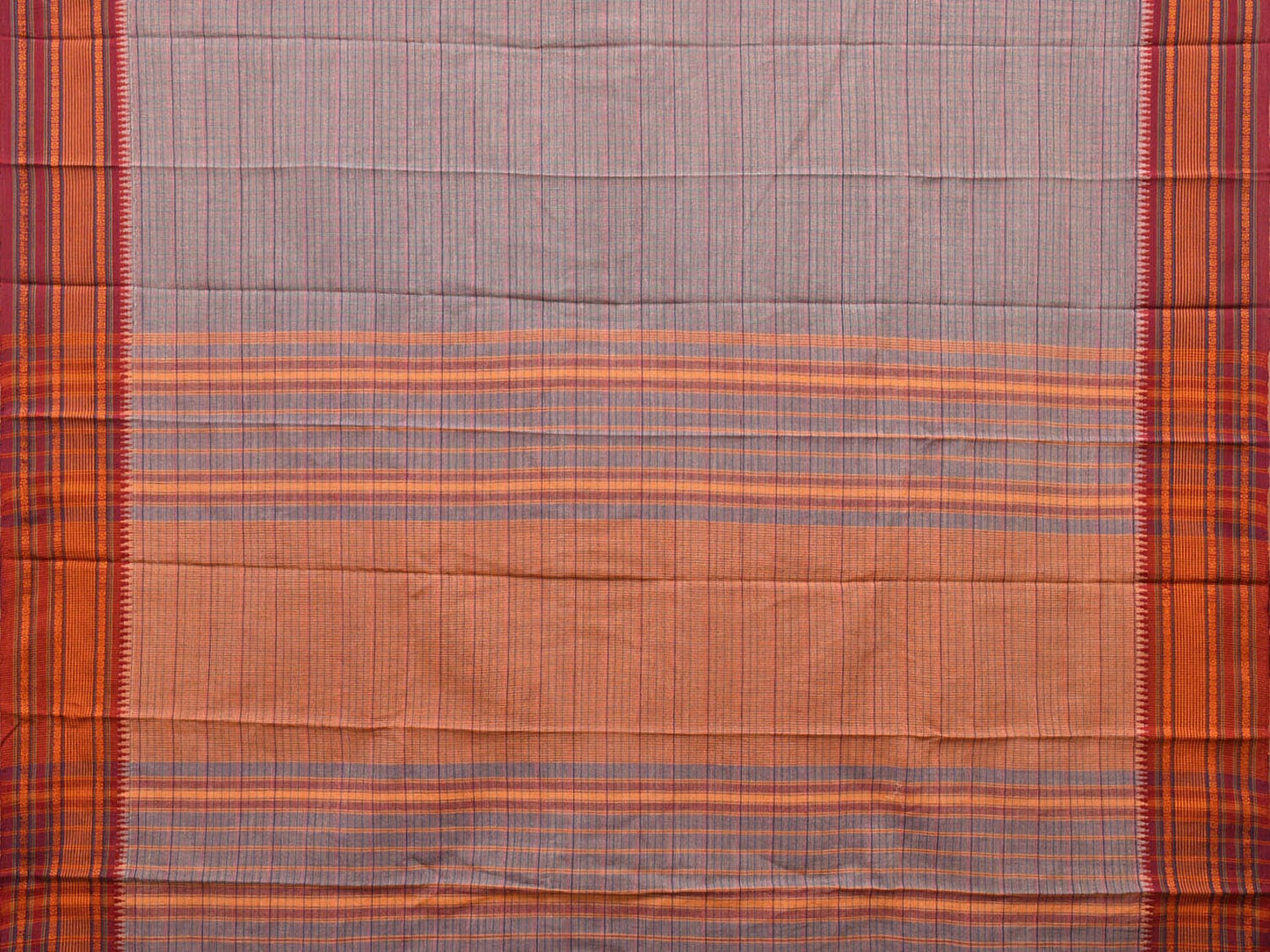 Grey Narayanpet Cotton Handloom Saree with Strips Design No Blouse np0695