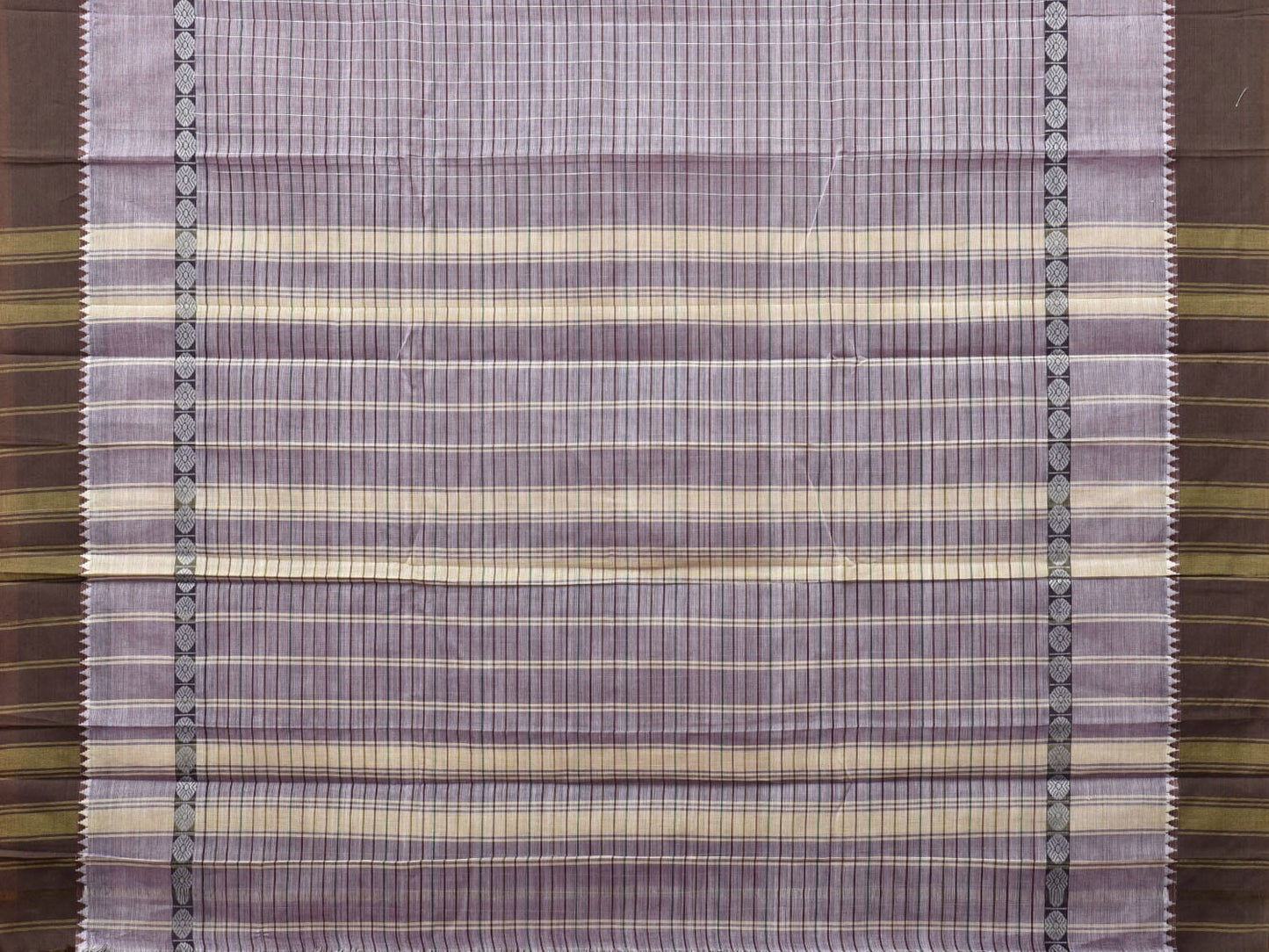 Grey Narayanpet Cotton Handloom Saree with Strips Design No Blouse np0813