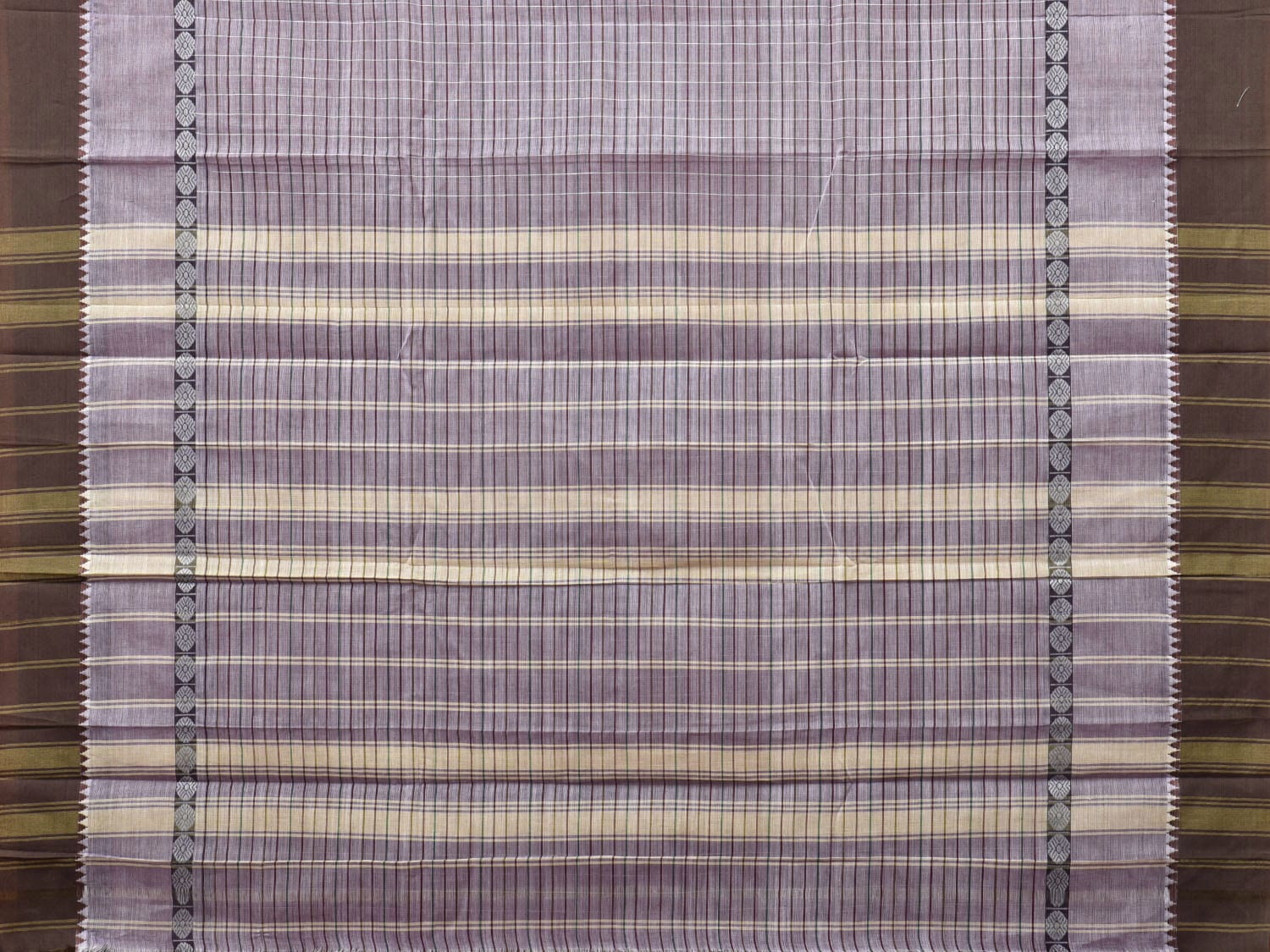 Grey Narayanpet Cotton Handloom Saree with Strips Design No Blouse np0813