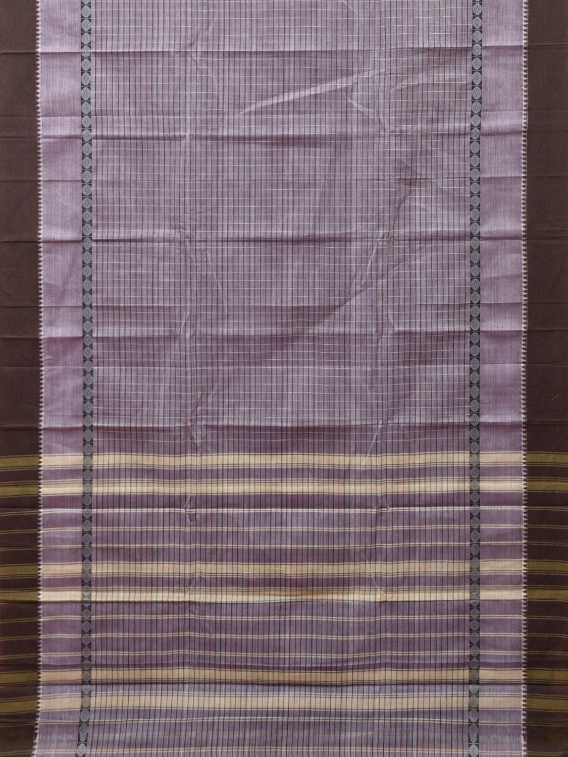 Grey Narayanpet Cotton Handloom Saree with Strips Design No Blouse np0813