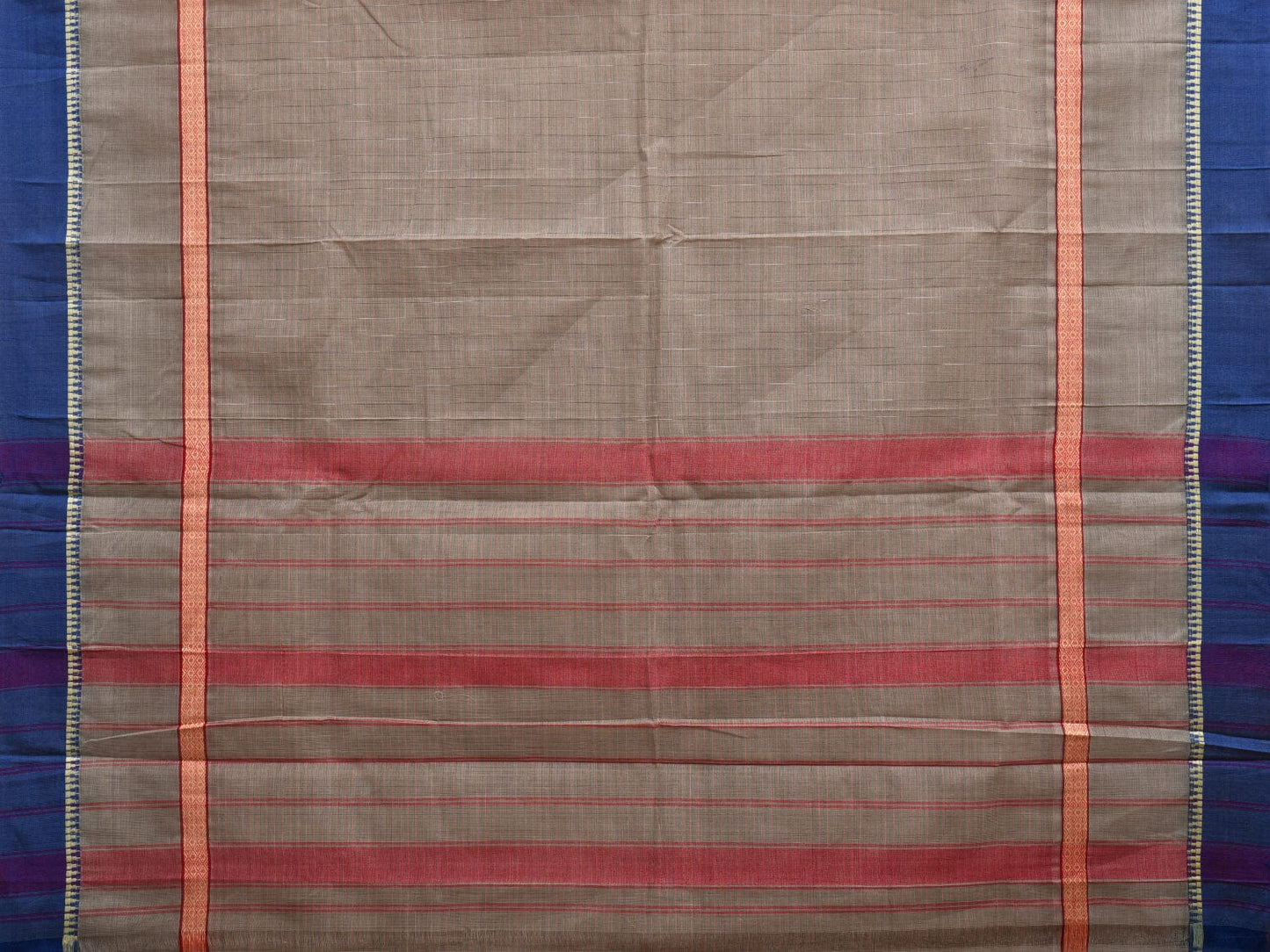 Grey Narayanpet Cotton Handloom Saree with Strips Pallu and Big Border Design No Blouse np0877