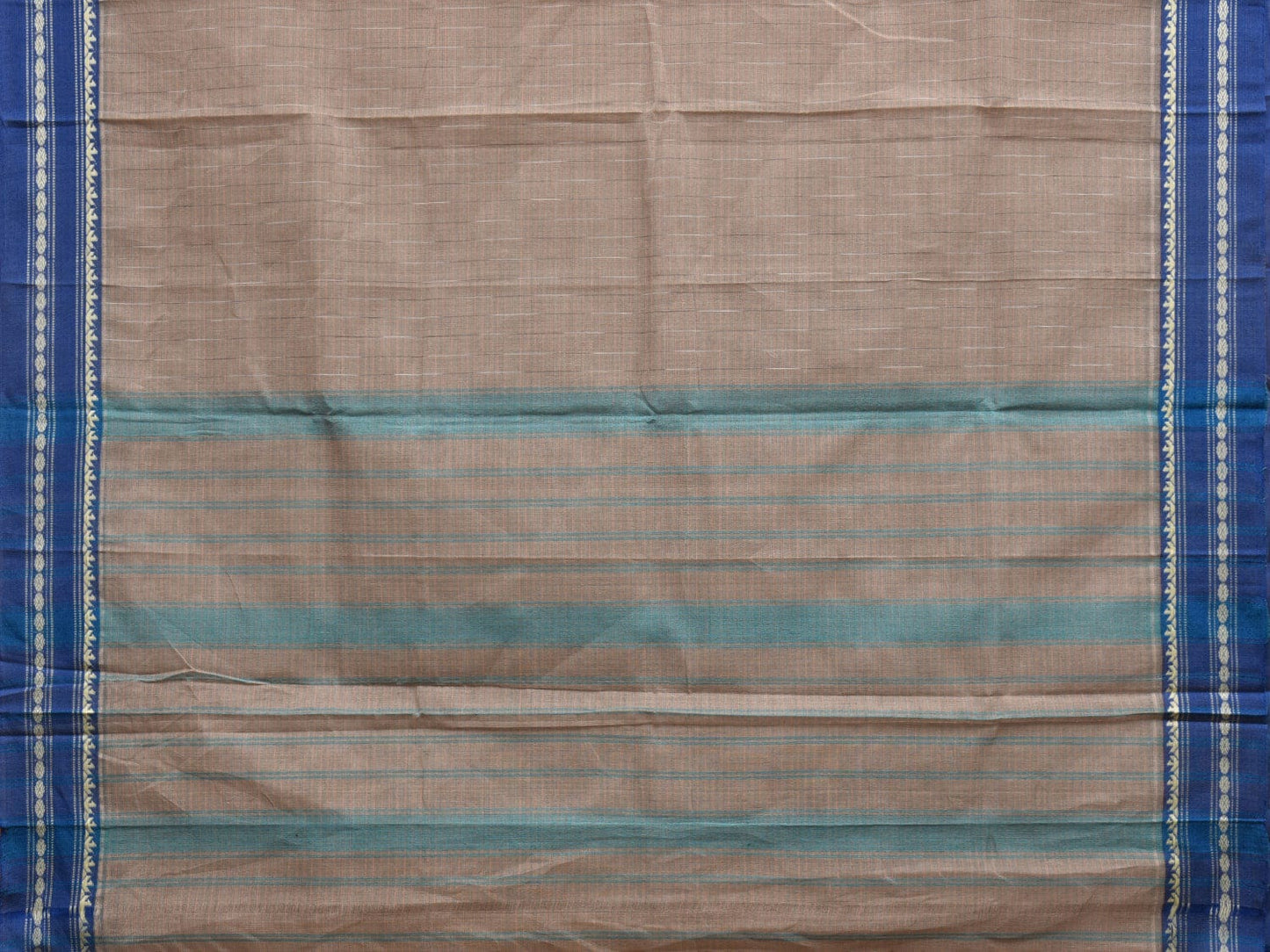 Grey Narayanpet Cotton Handloom Saree with Strips Pallu Design No Blouse np0863