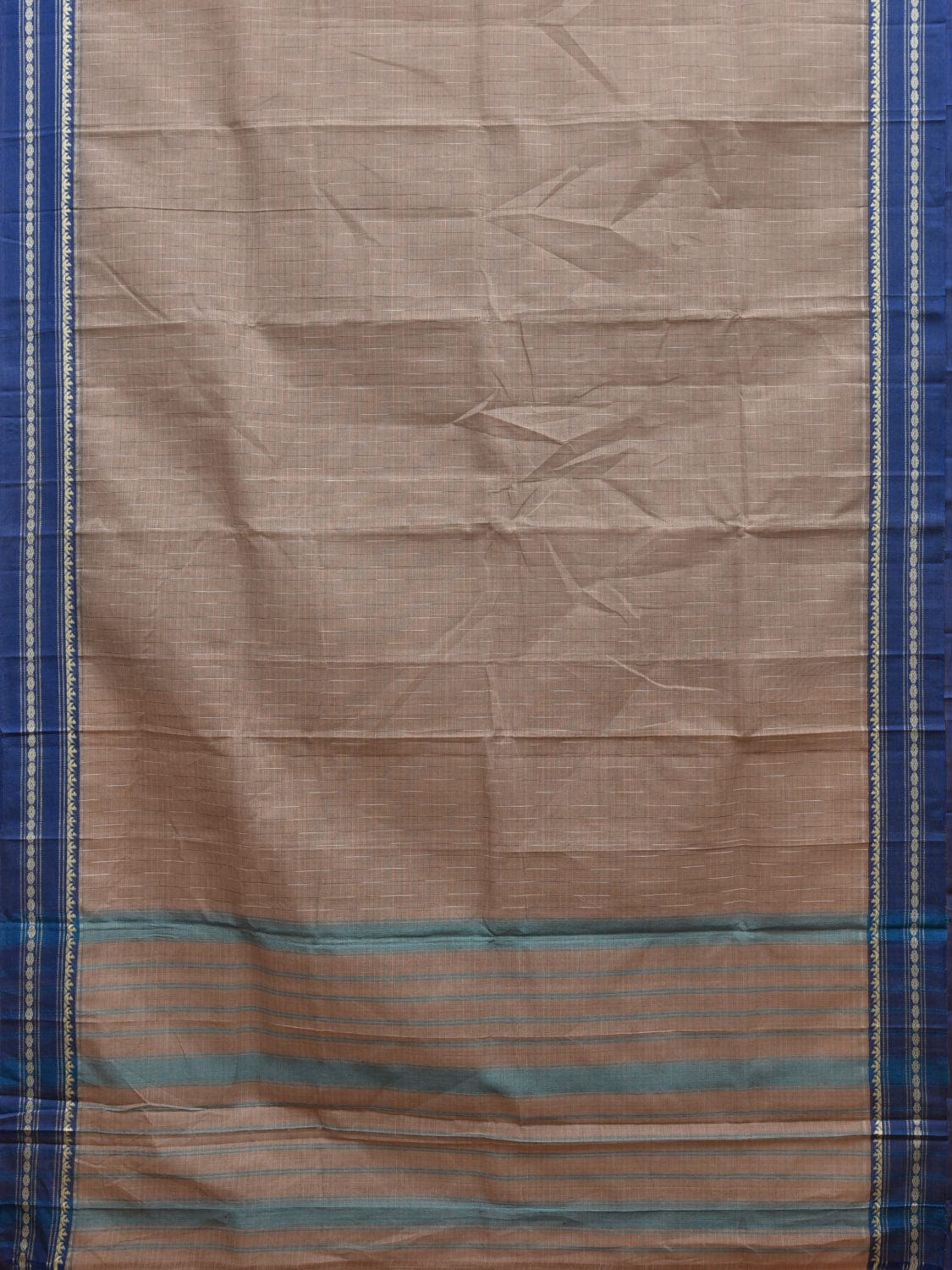 Grey Narayanpet Cotton Handloom Saree with Strips Pallu Design No Blouse np0863