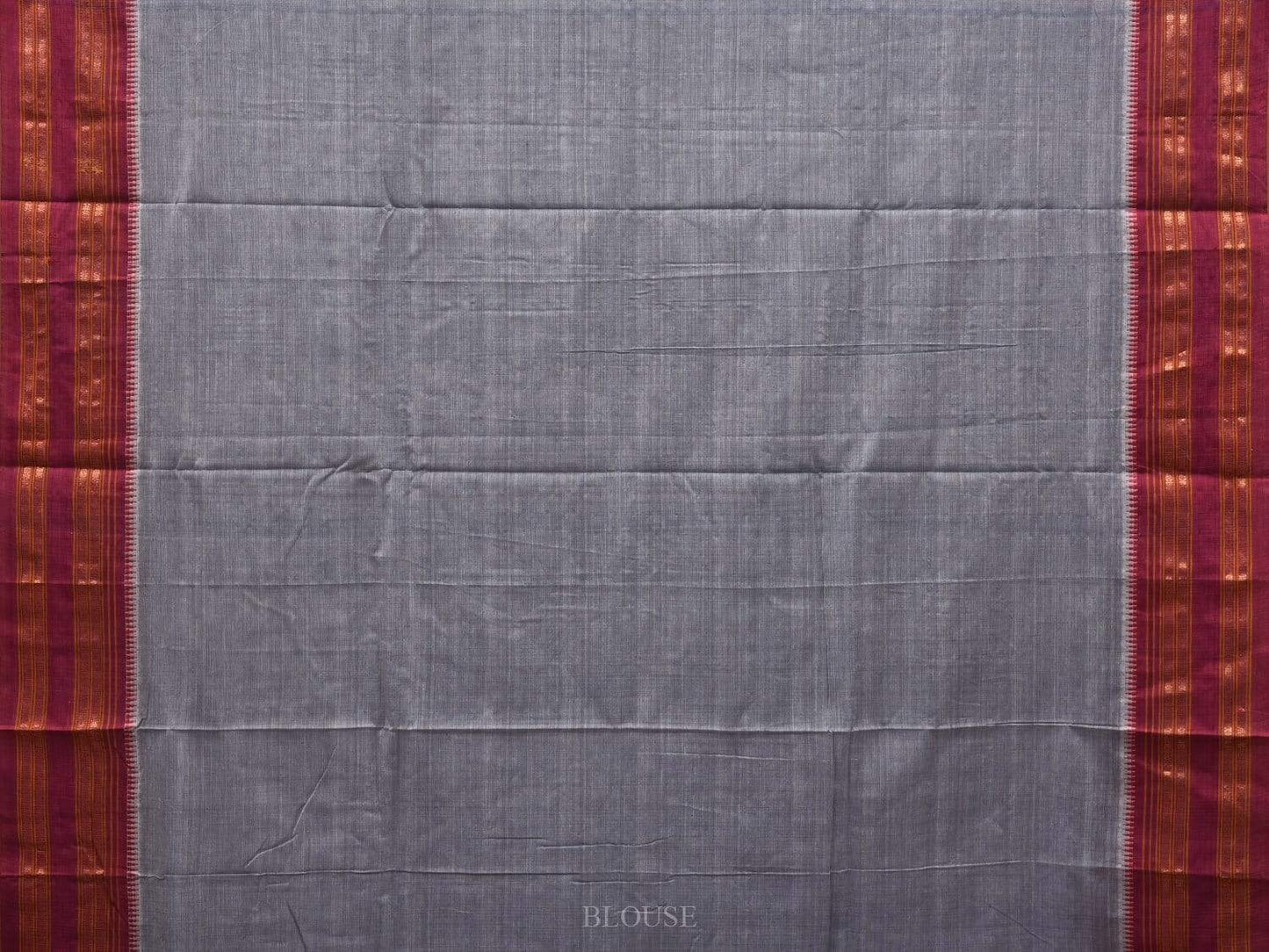 Grey Narayanpet Cotton Plain Saree with Natural Dye Colors np0503