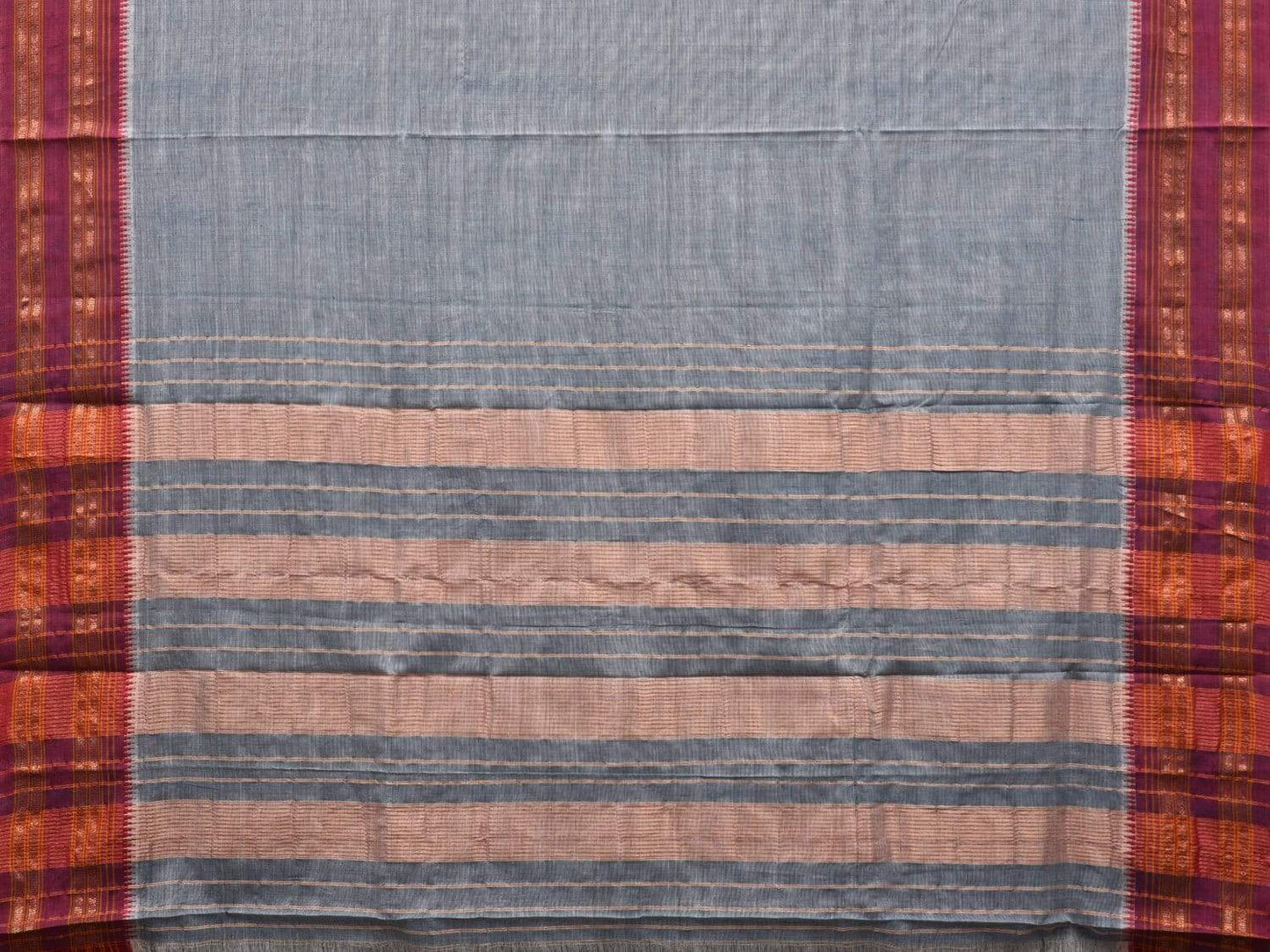 Grey Narayanpet Cotton Plain Saree with Natural Dye Colors np0503