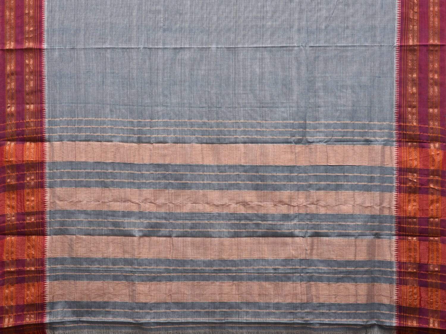 Grey Narayanpet Cotton Plain Saree with Natural Dye Colors np0503