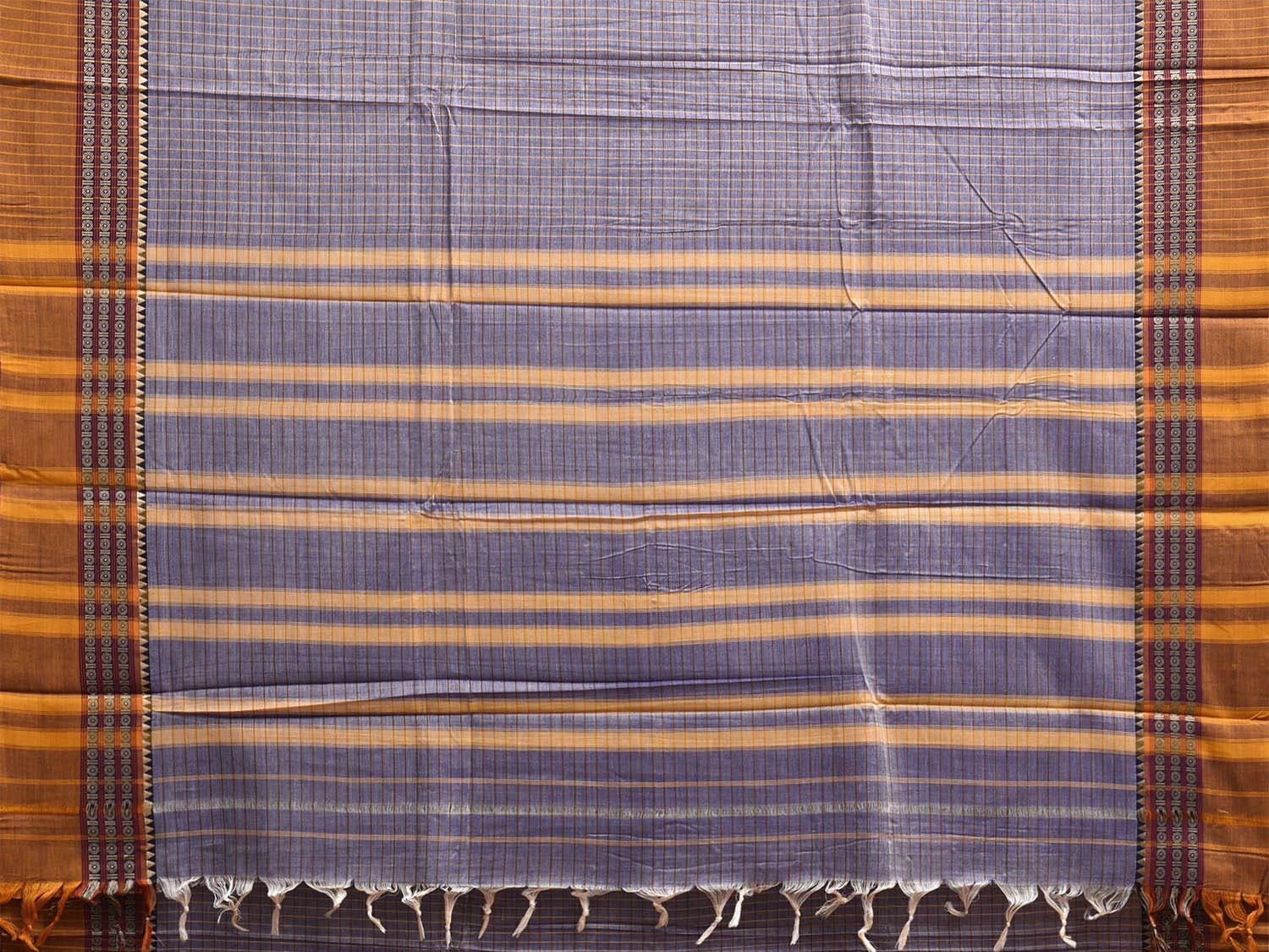 Grey Narayanpet Cotton Saree with Checks and Border Design No Blouse np1138