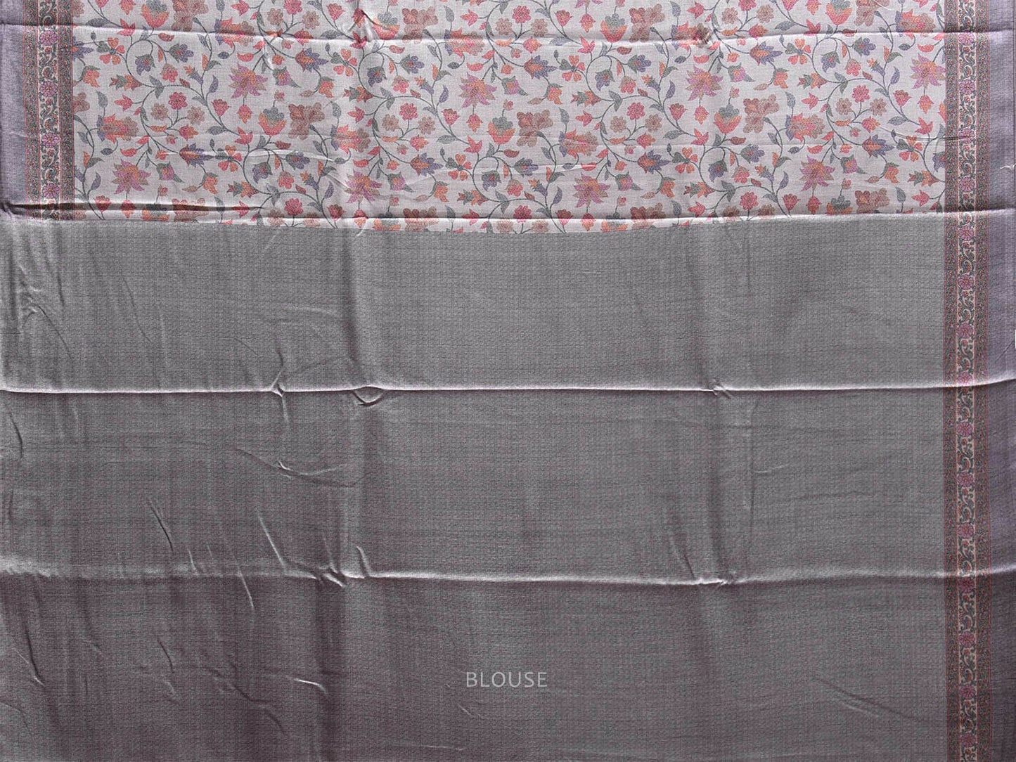 Grey Pashmina Print Viscose Twill Saree with All Over Floral and Pallu Design o0661