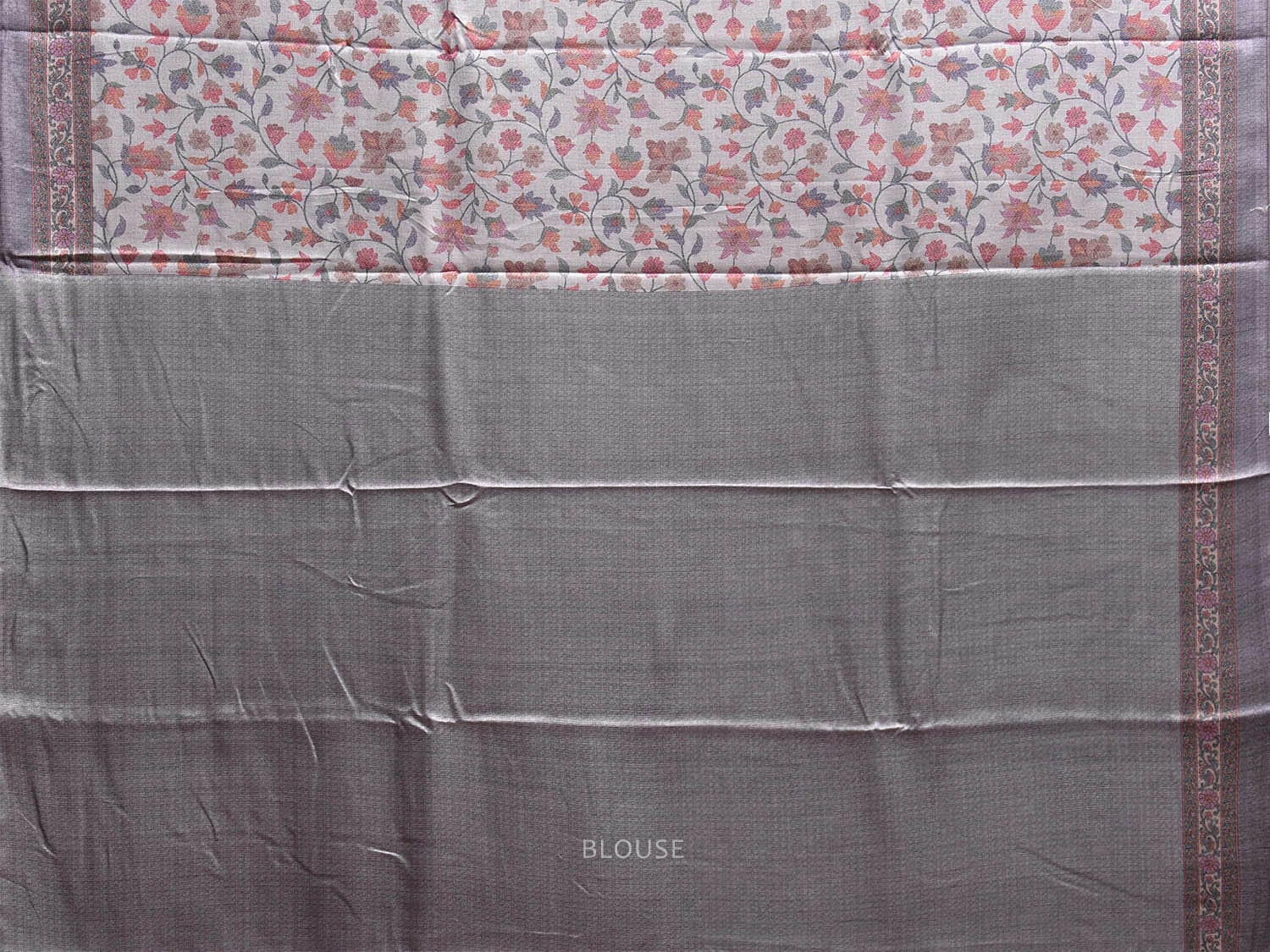 Grey Pashmina Print Viscose Twill Saree with All Over Floral and Pallu Design o0661