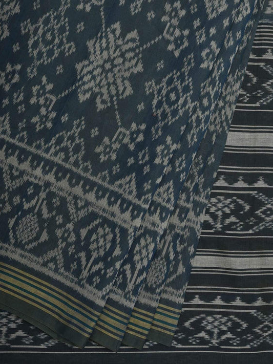 Grey Pochampally Ikat Cotton Handloom Saree with Border Design i0628