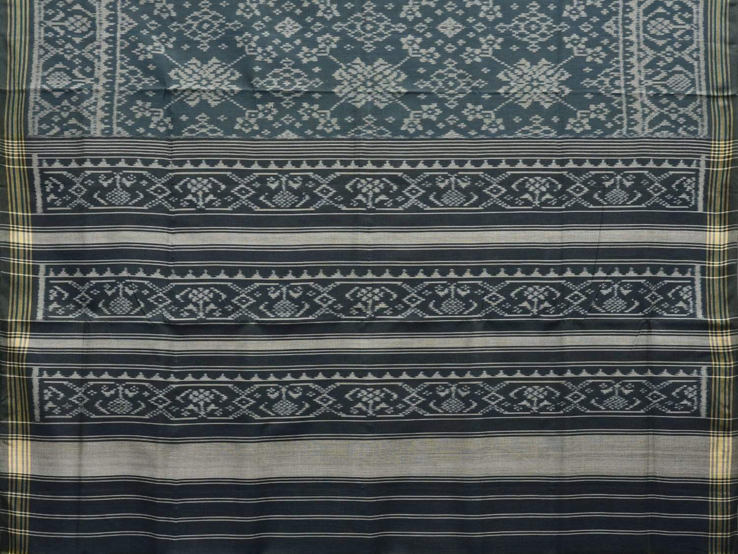 Grey Pochampally Ikat Cotton Handloom Saree with Border Design i0628