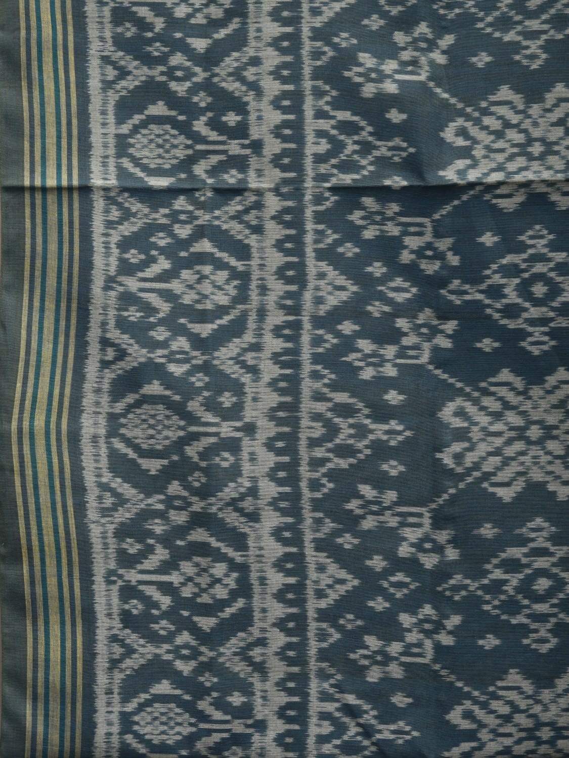 Grey Pochampally Ikat Cotton Handloom Saree with Border Design i0628