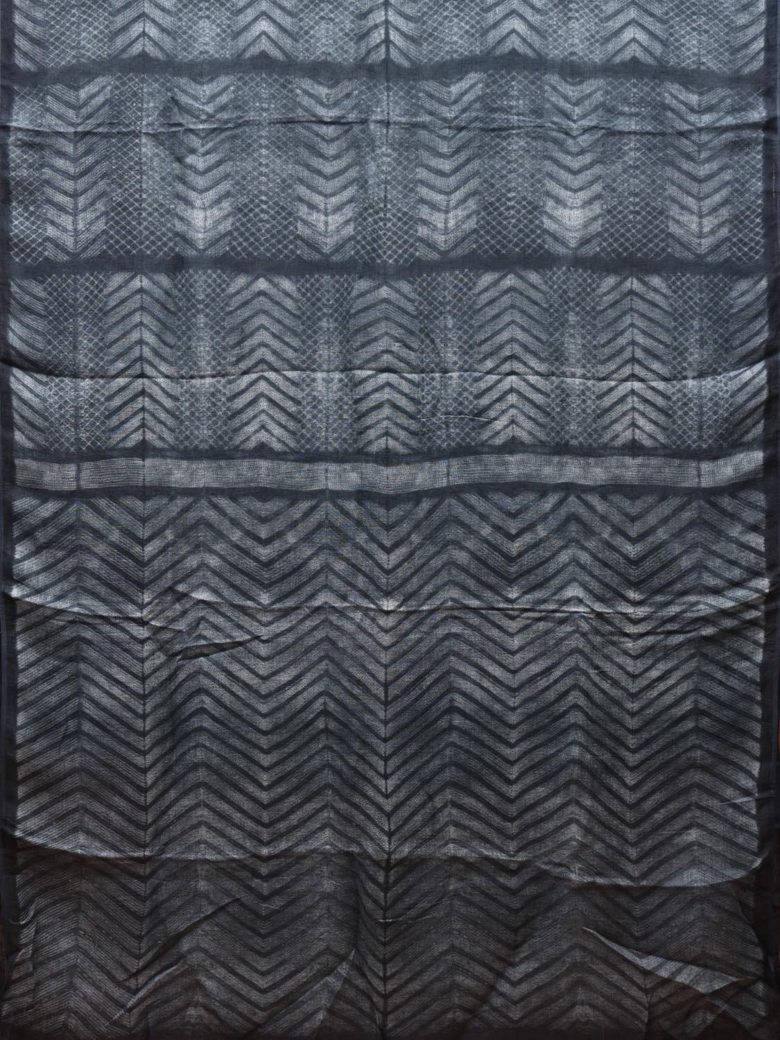 Grey Shibori Linen Saree with Zig-Zag Design o0314