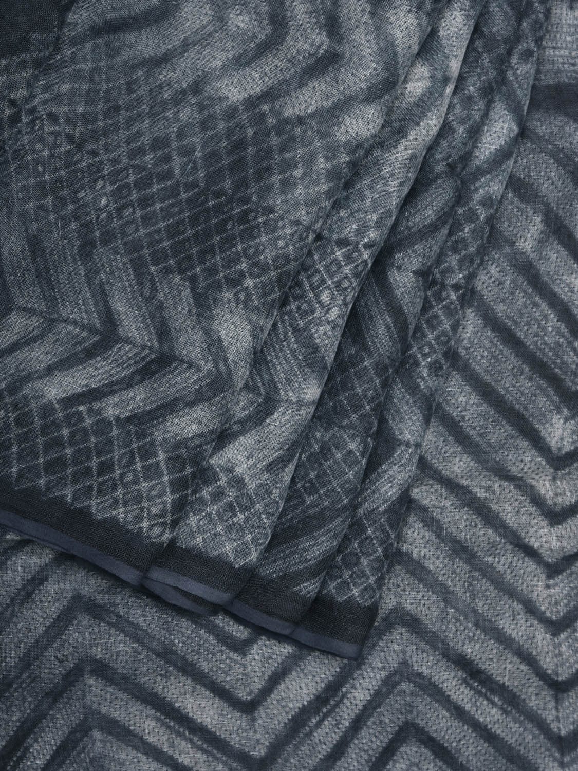 Grey Shibori Linen Saree with Zig-Zag Design o0314
