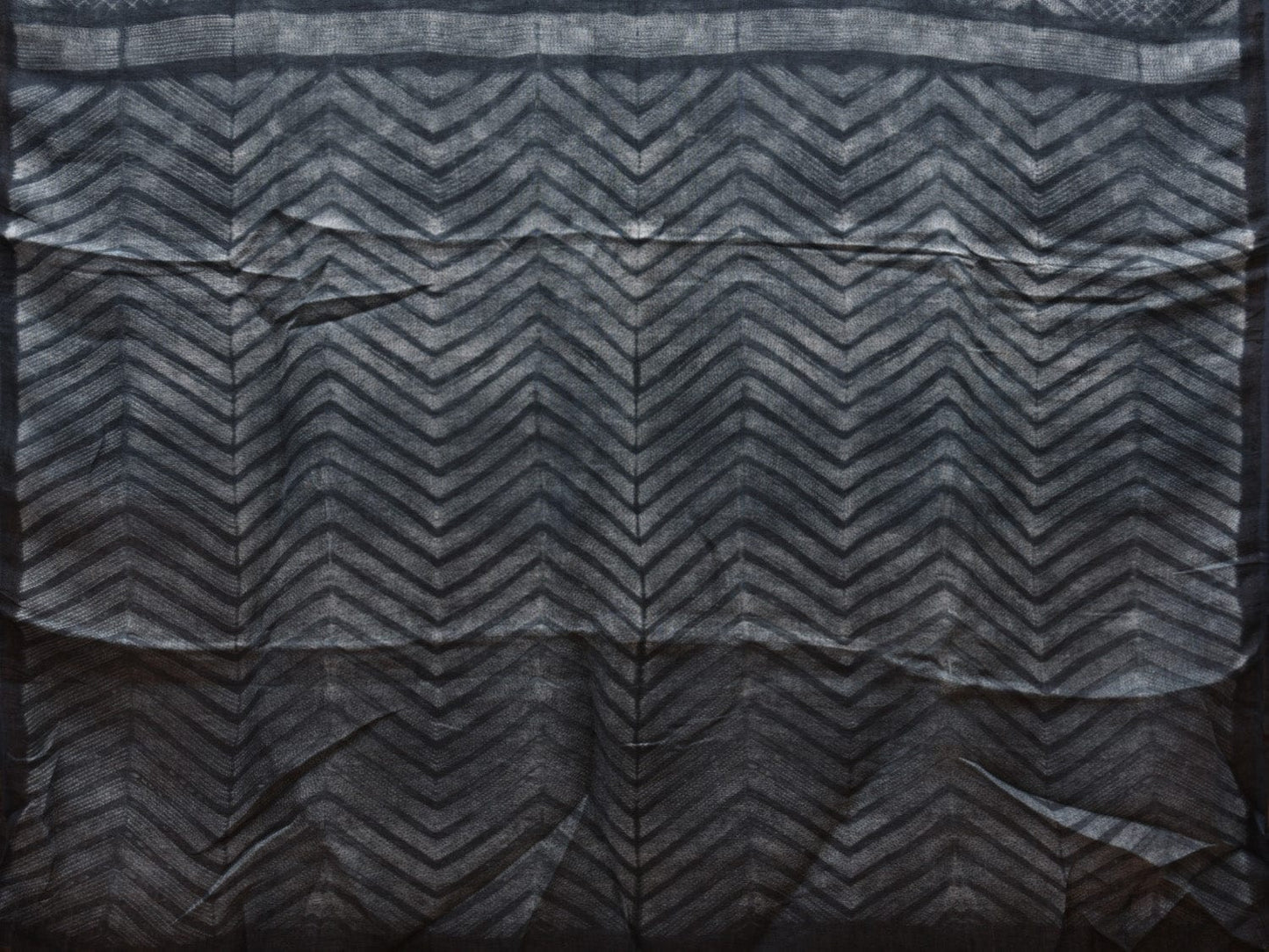 Grey Shibori Linen Saree with Zig-Zag Design o0314