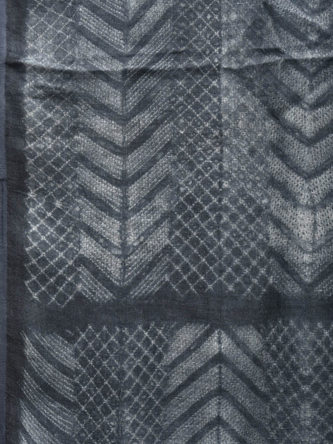 Grey Shibori Linen Saree with Zig-Zag Design o0314