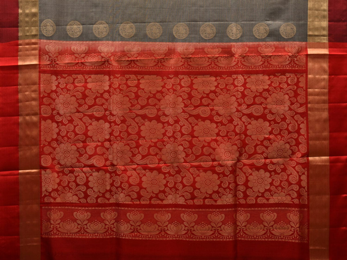 Grey Silk Handloom Saree with Kanchi Buta and Pallu Design o0295