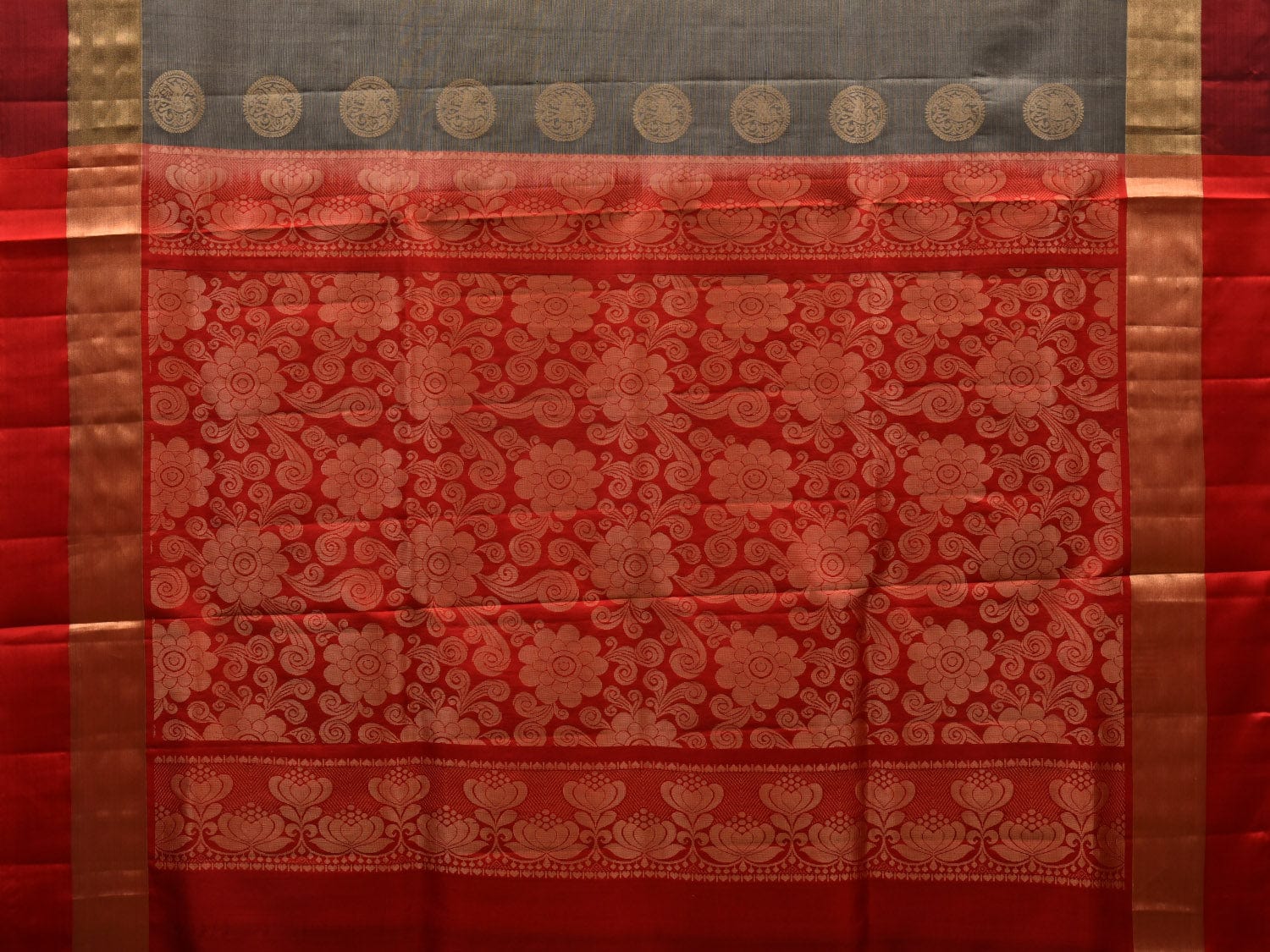 Grey Silk Handloom Saree with Kanchi Buta and Pallu Design o0295