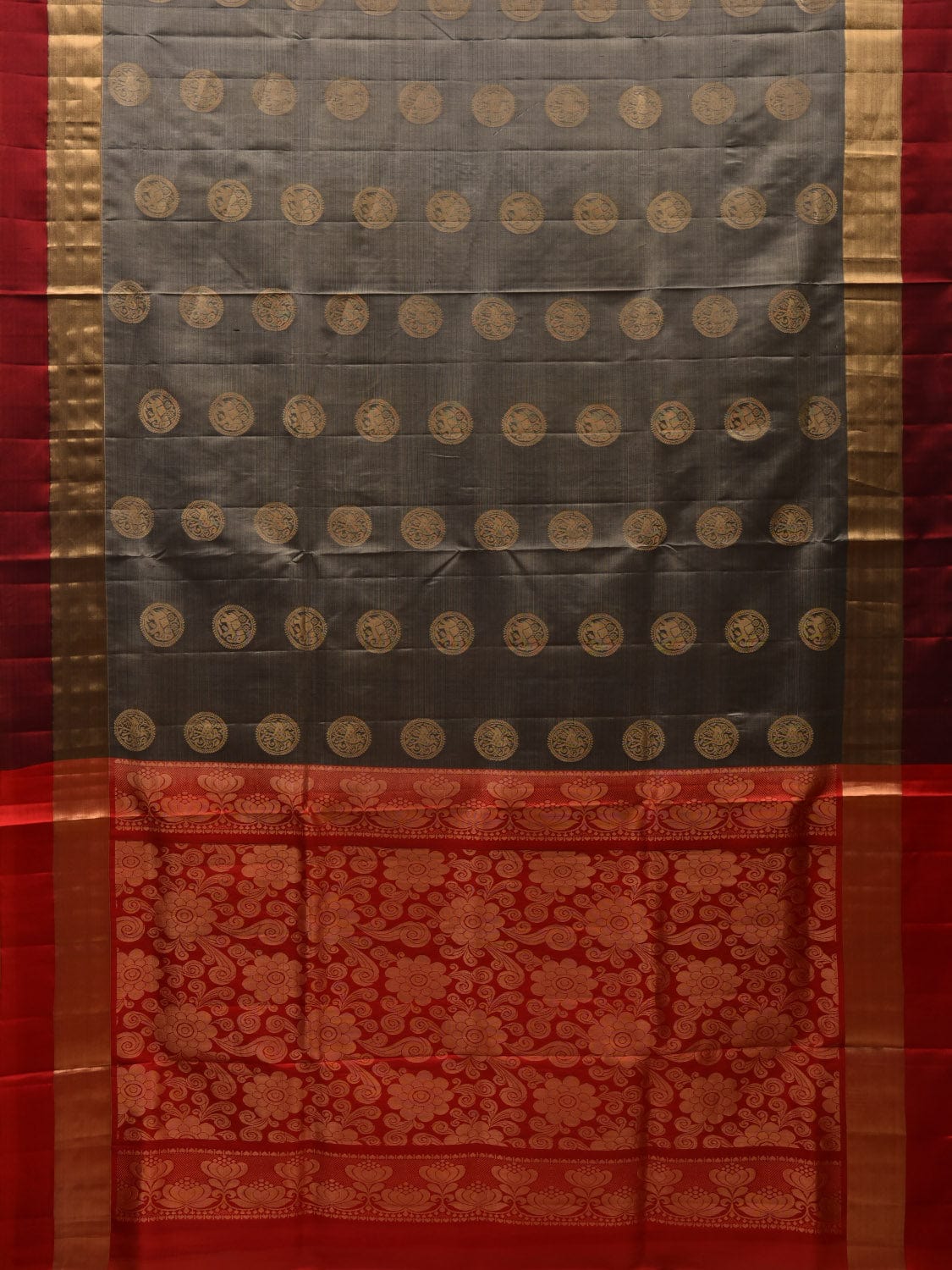 Grey Silk Handloom Saree with Kanchi Buta and Pallu Design o0295