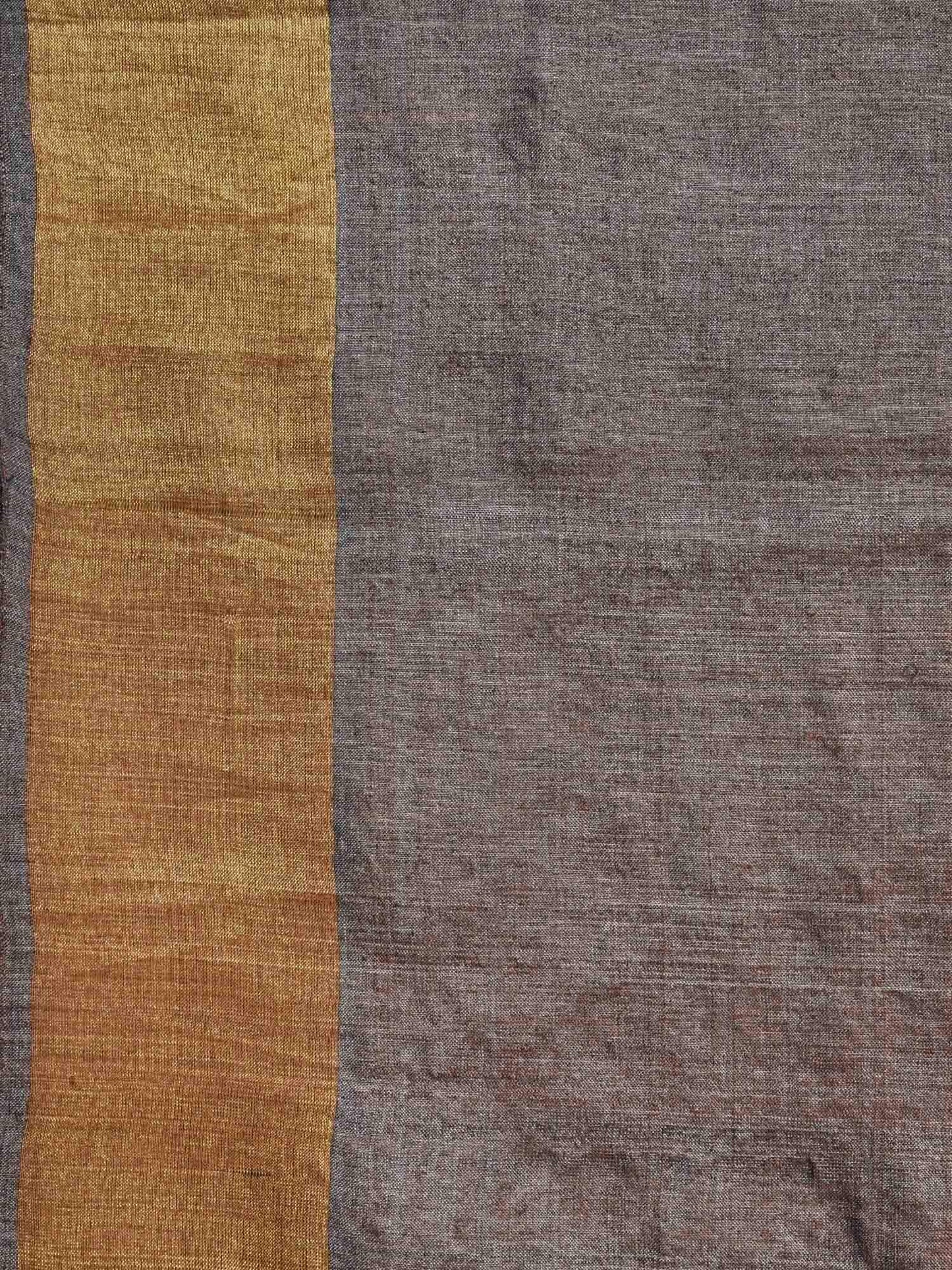 Grey Tussar Handloom Saree with Strips Pallu Design o0256