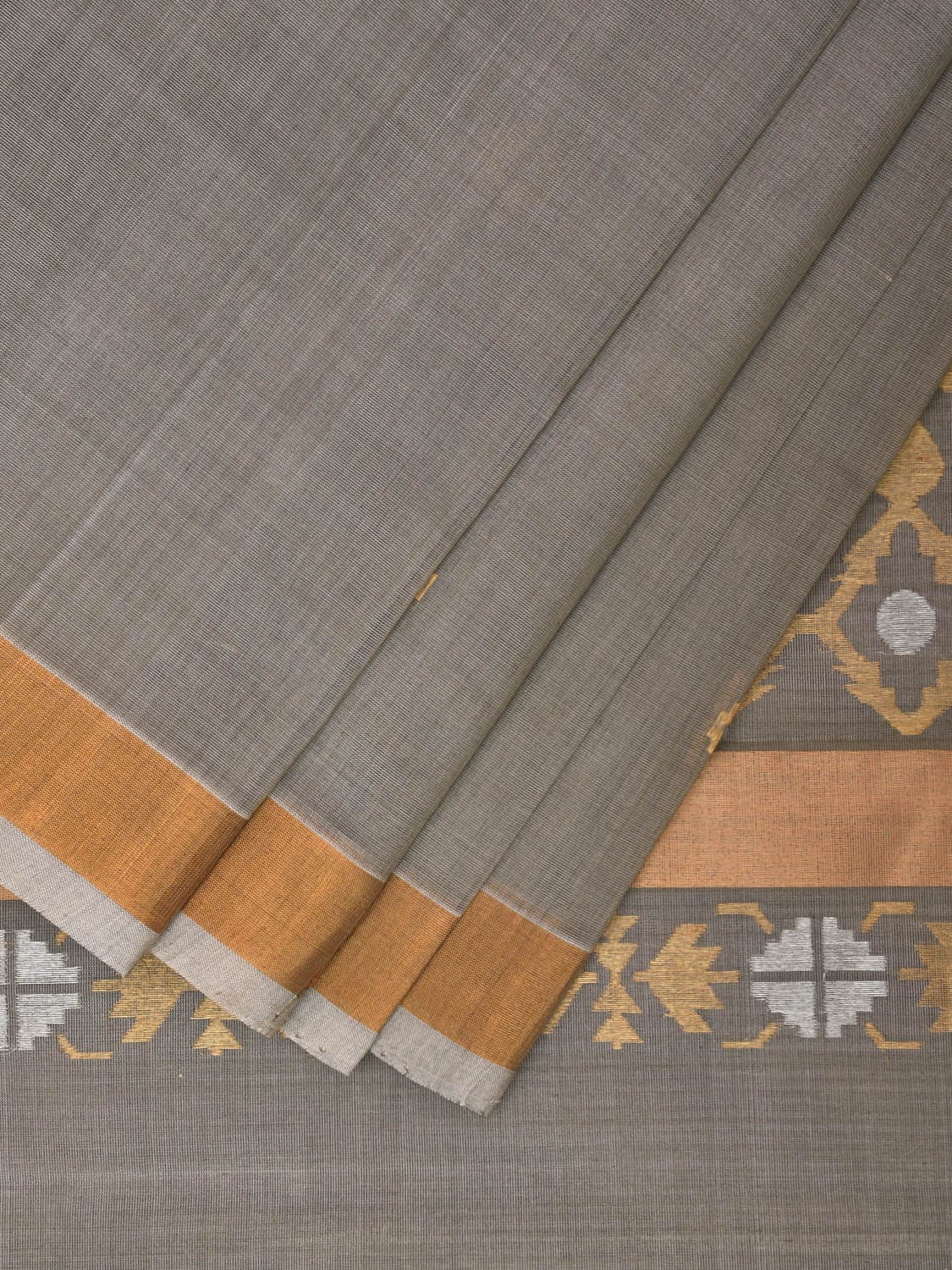 Grey Uppada Cotton Silk Handloom Saree with Mango Pallu Design u2230