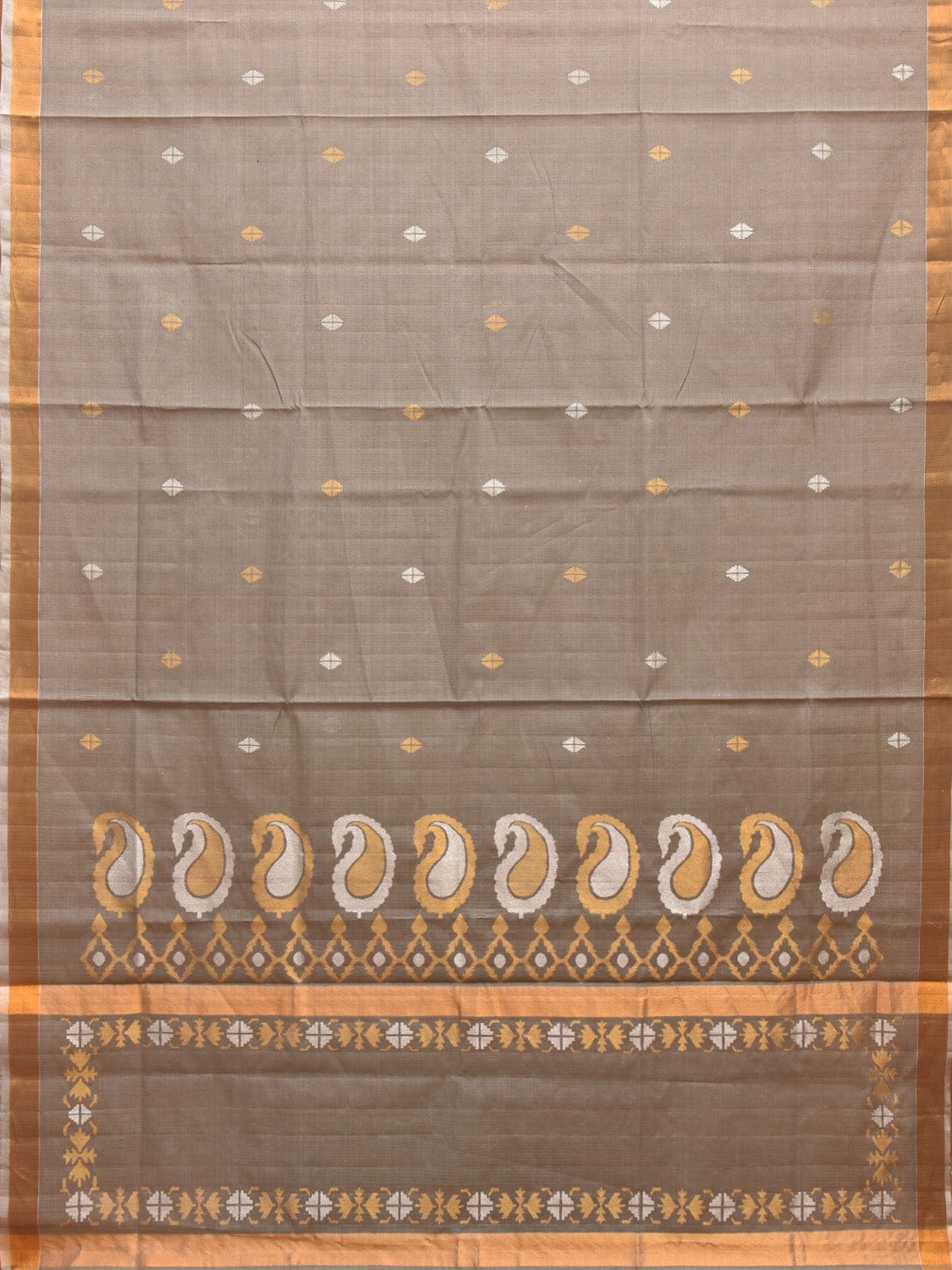 Grey Uppada Cotton Silk Handloom Saree with Mango Pallu Design u2230