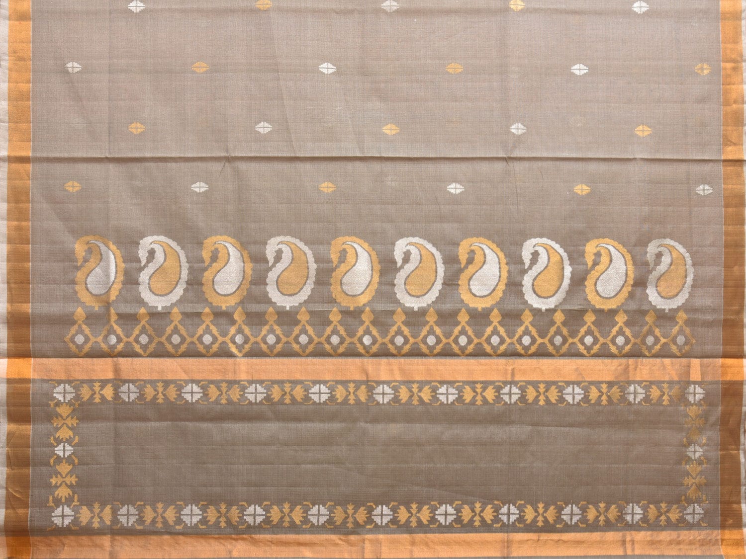 Grey Uppada Cotton Silk Handloom Saree with Mango Pallu Design u2230