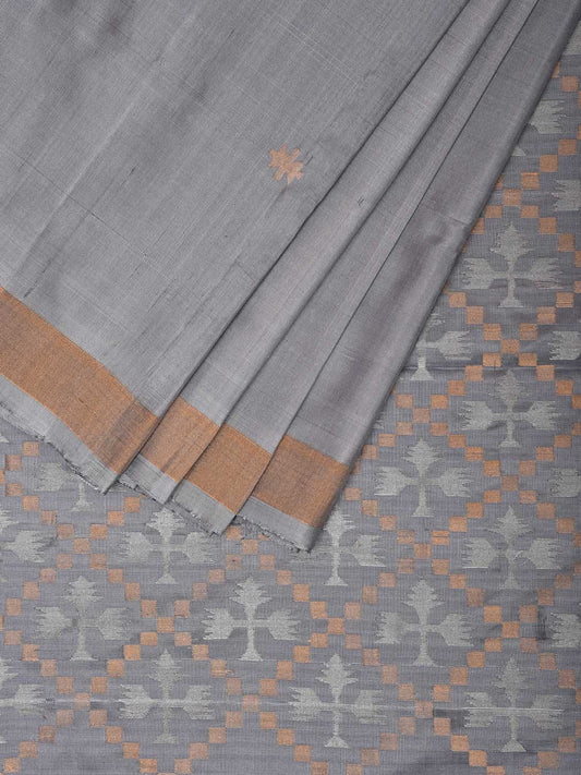 Grey Uppada Silk Handloom Saree with Jamdani Pallu Design u2294