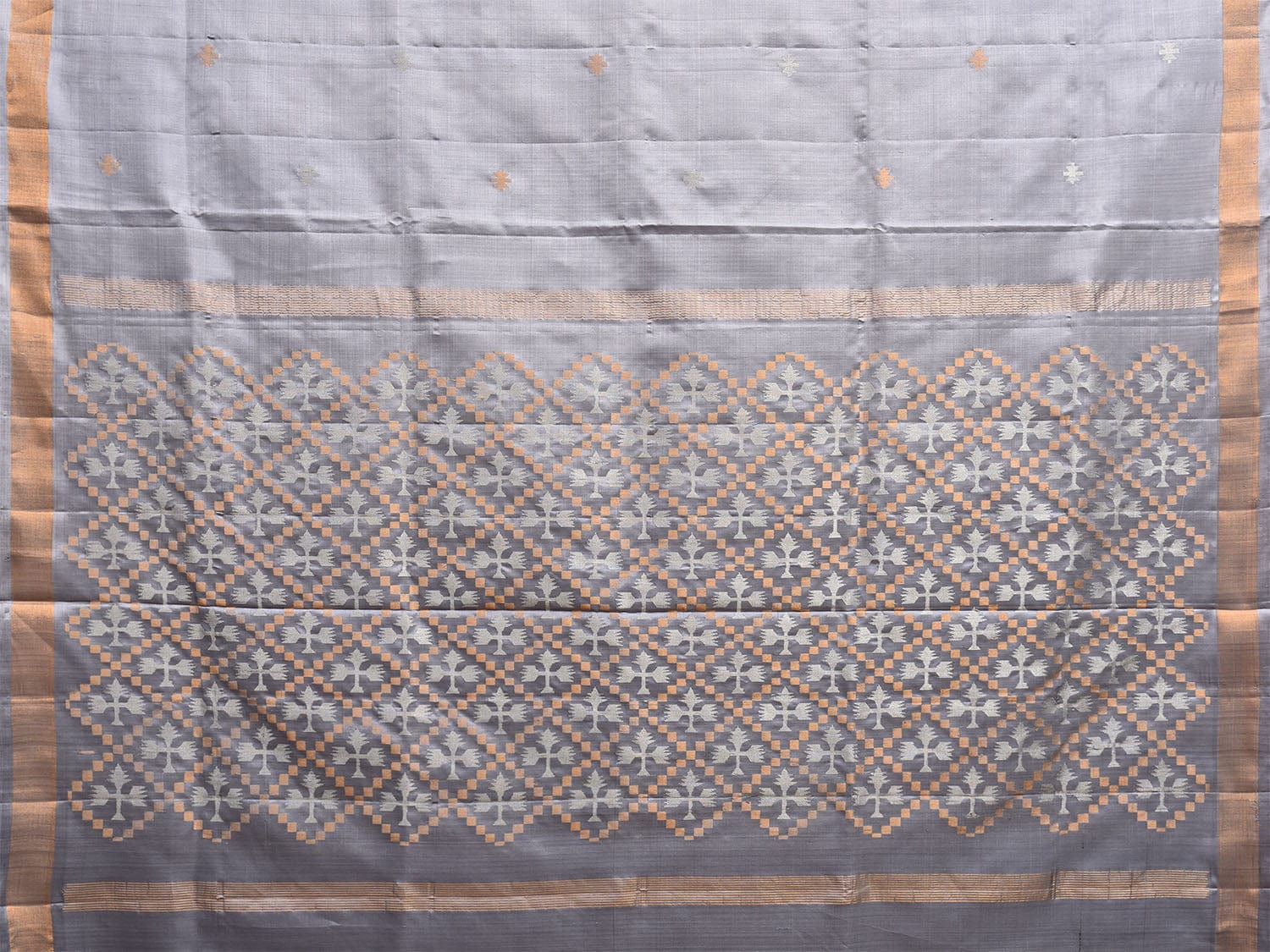 Grey Uppada Silk Handloom Saree with Jamdani Pallu Design u2294