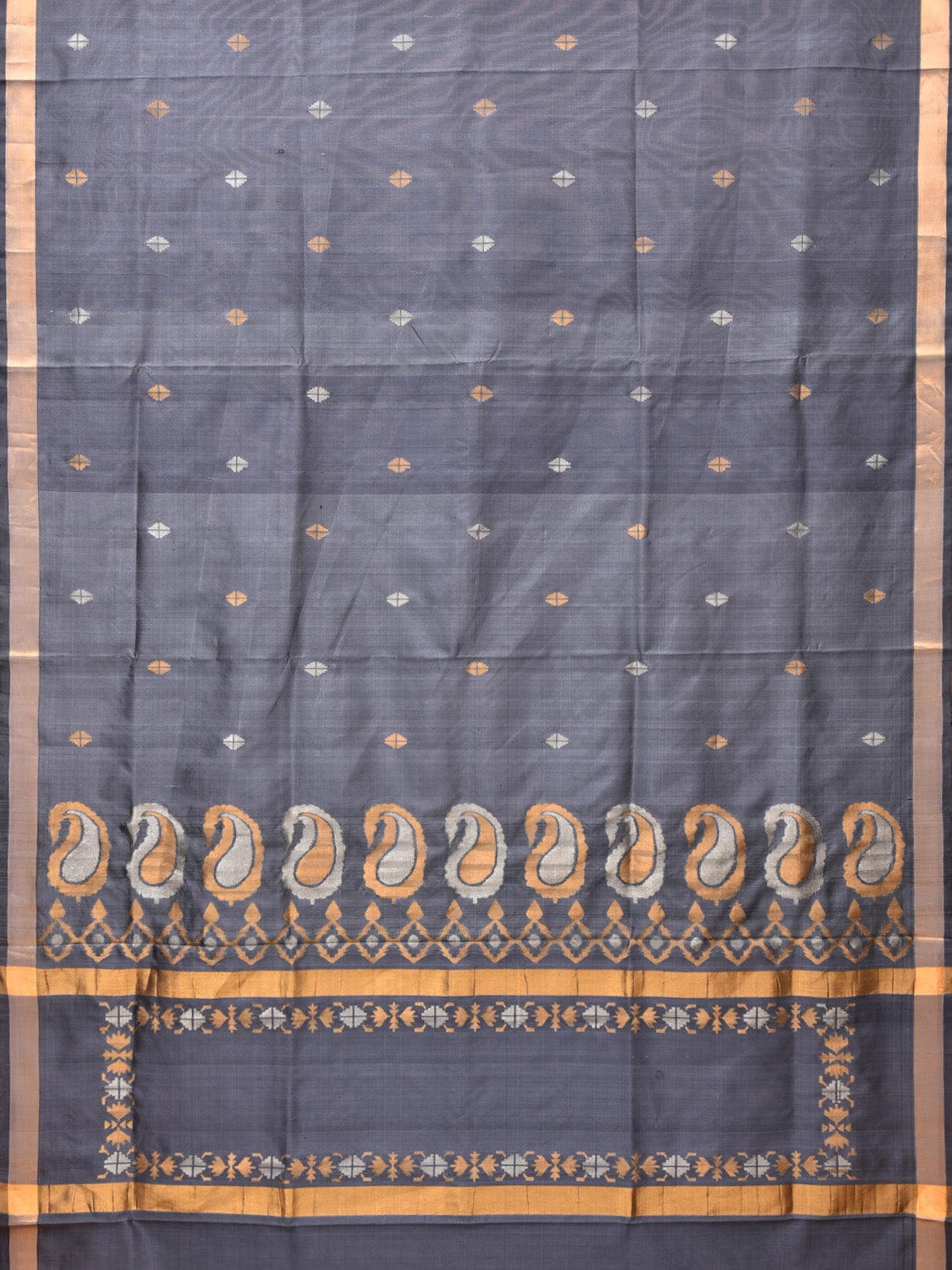 Grey Uppada Silk Handloom Saree with Mango Pallu Design u2022