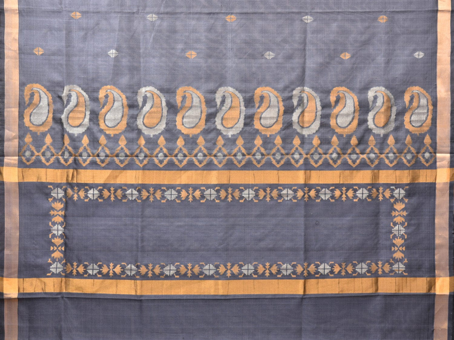 Grey Uppada Silk Handloom Saree with Mango Pallu Design u2022