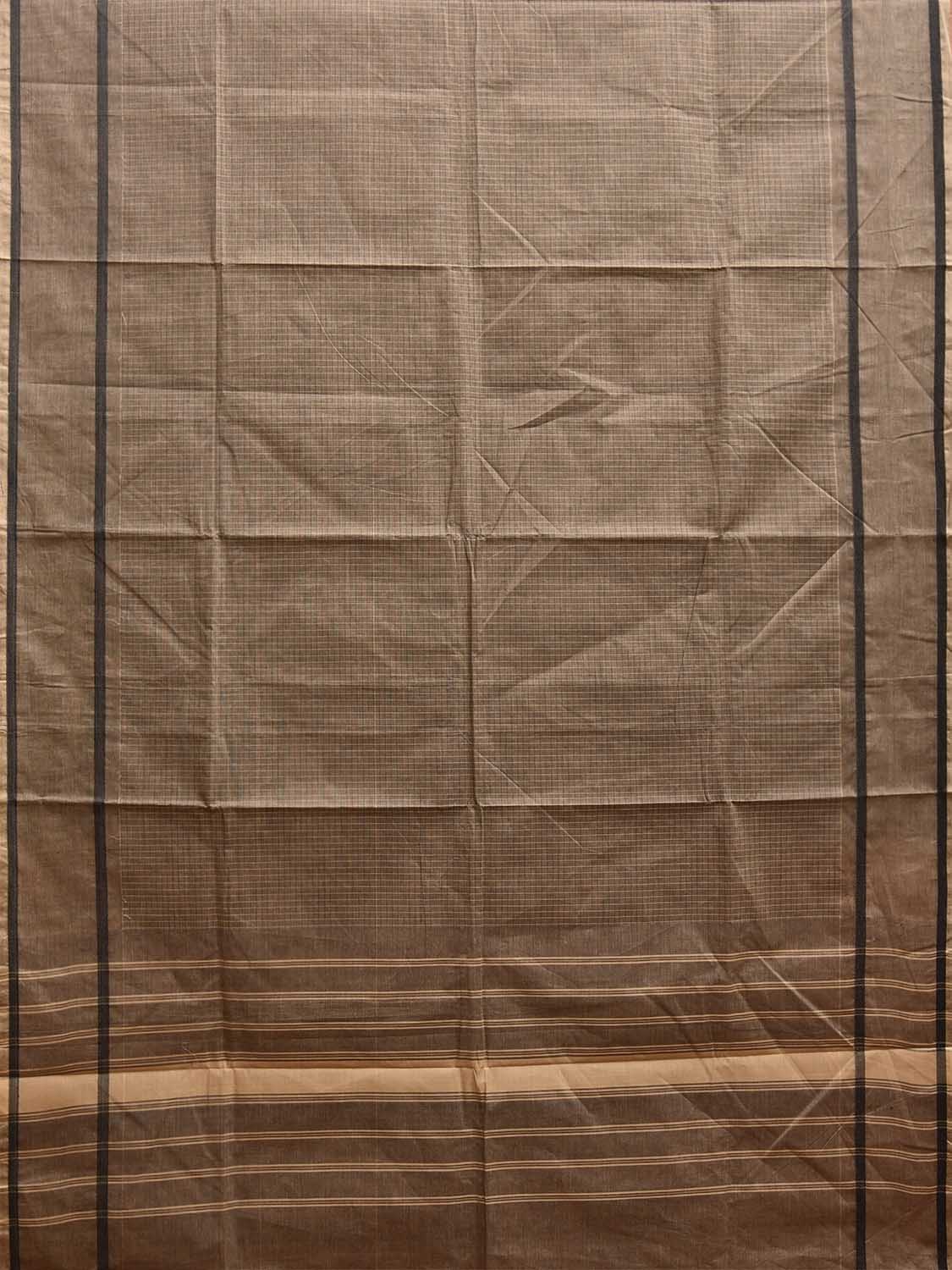 Grey Venkatagiri Cotton Saree with Checks and Strips Pallu Design v0116