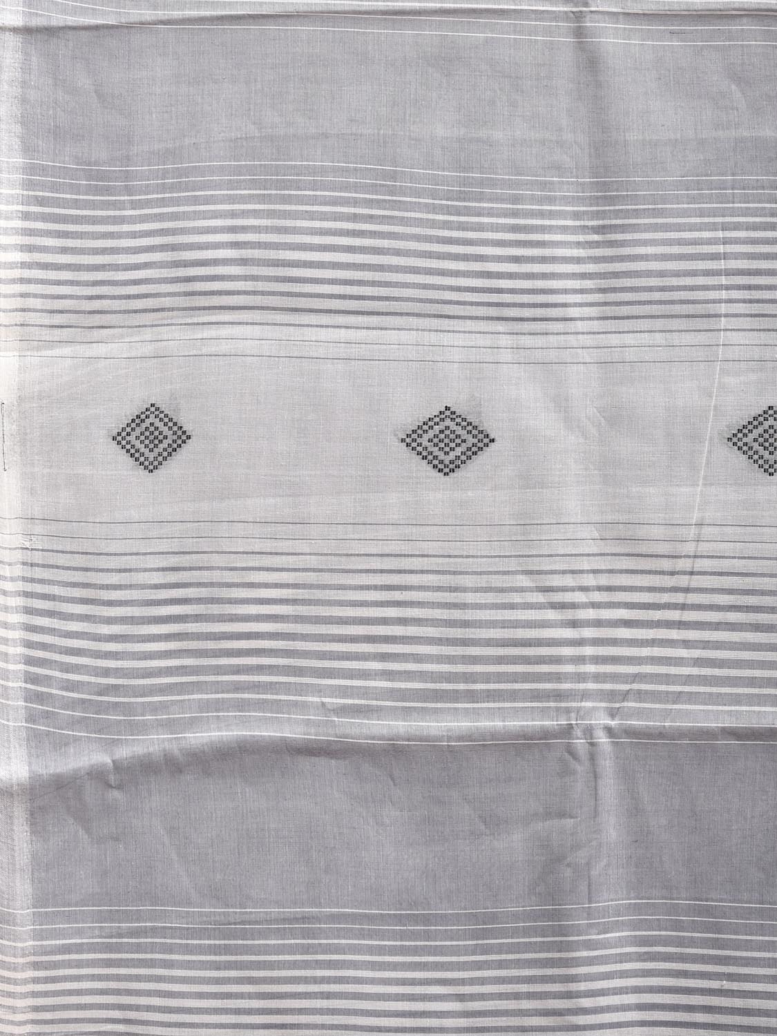 Grey Venkatagiri Cotton Saree with Strips Buta and Pallu Design v0142